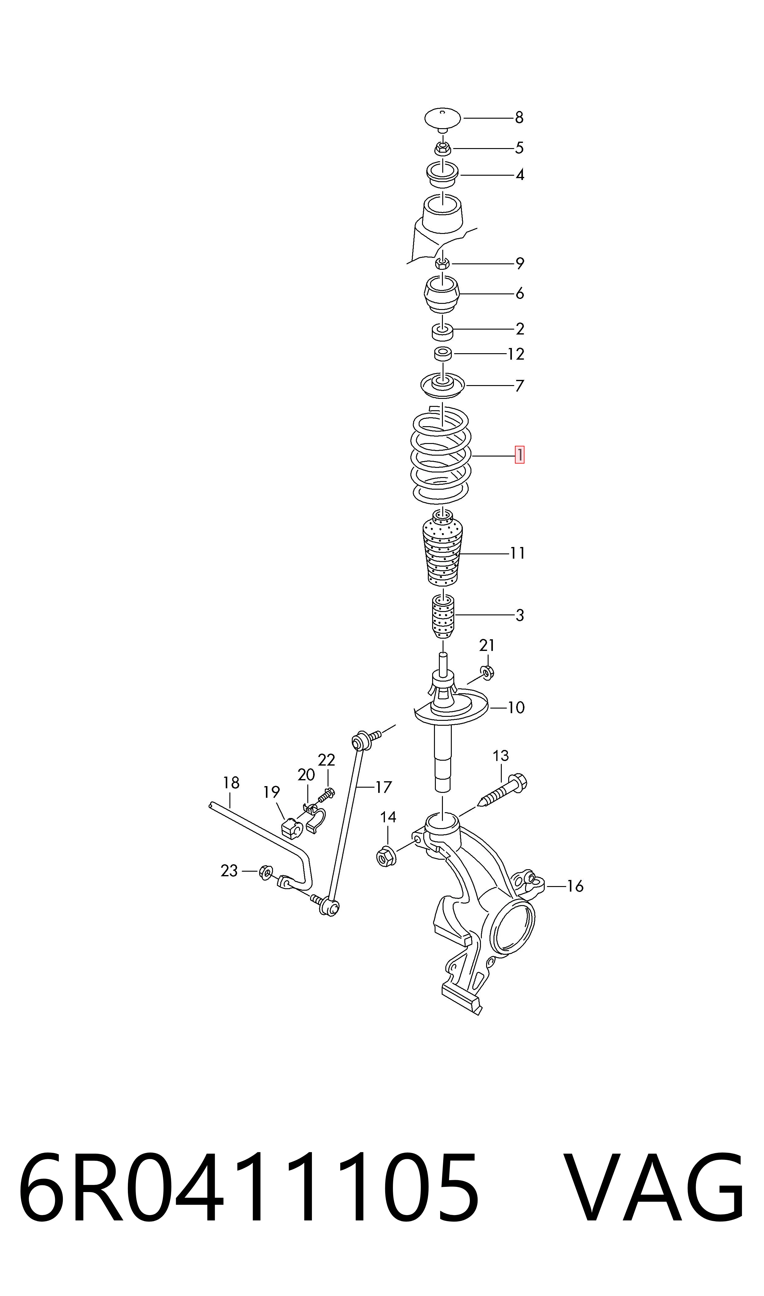 6R0411105 VAG Mola dianteira