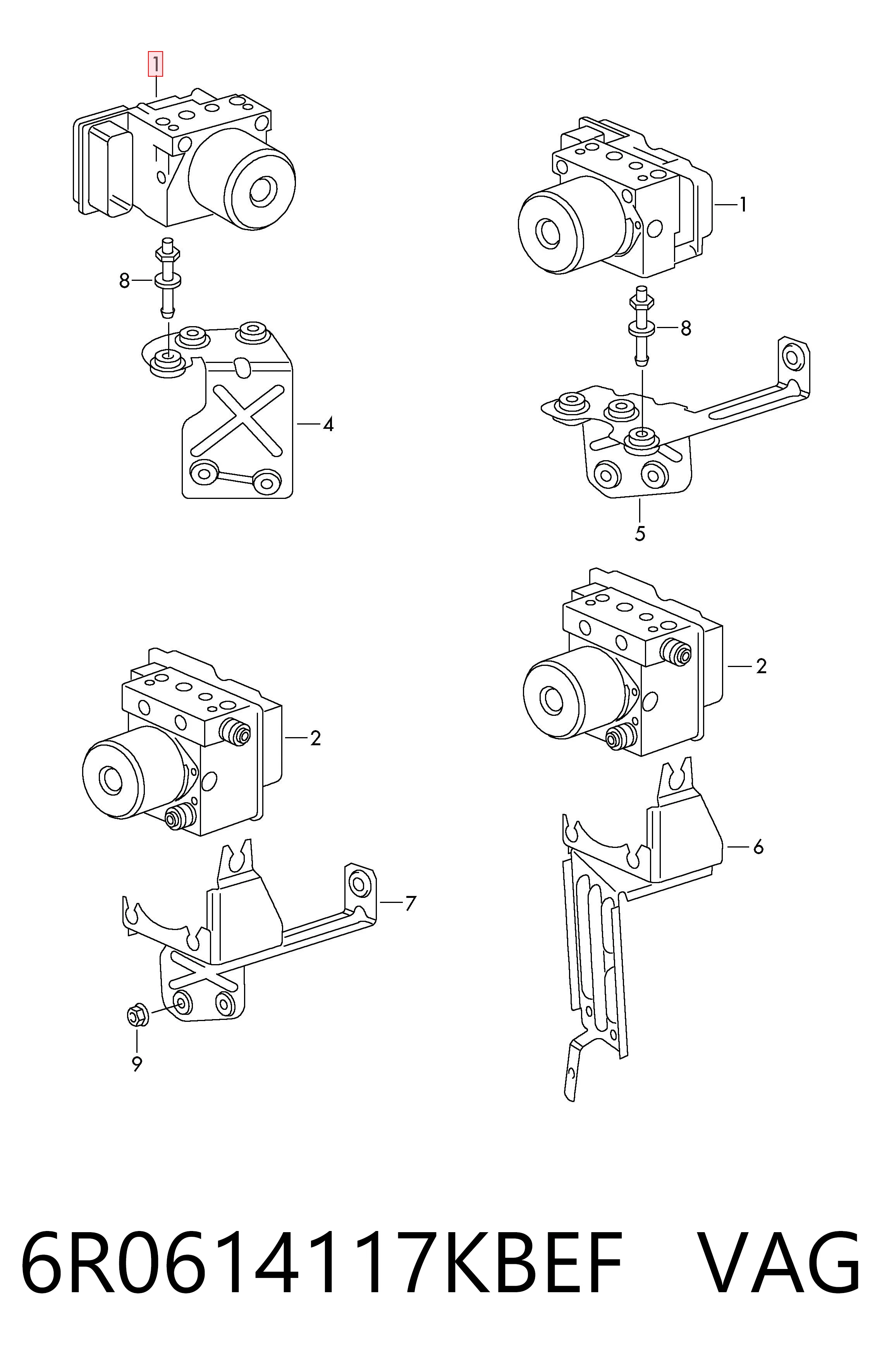 6R0614117KBEF VAG Unidade hidráulico de controlo ABS
