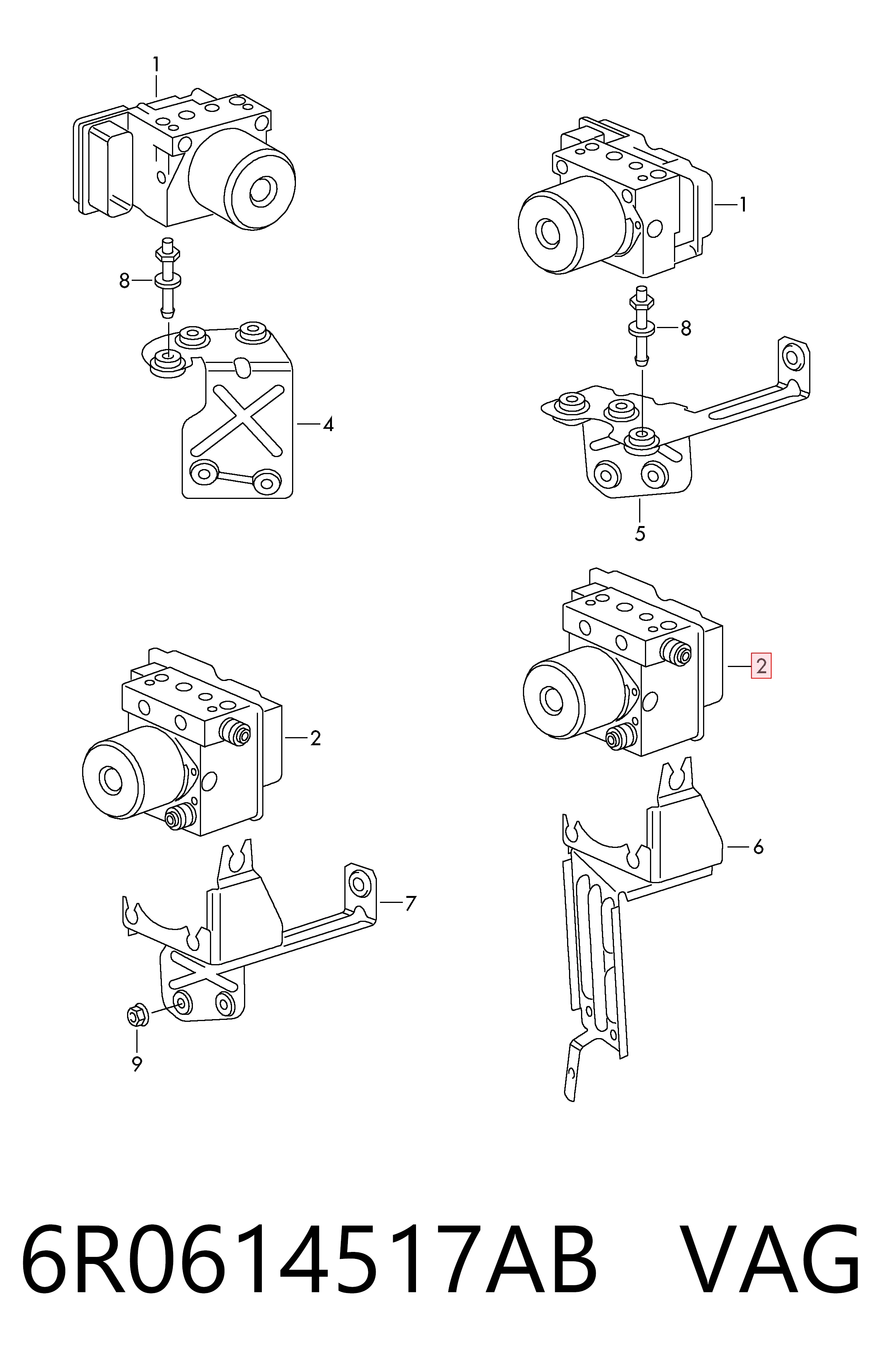  Unidade hidráulico de controlo ABS Volkswagen Polo V hatchback (6R1, 6C1) (2009 - 2022) V