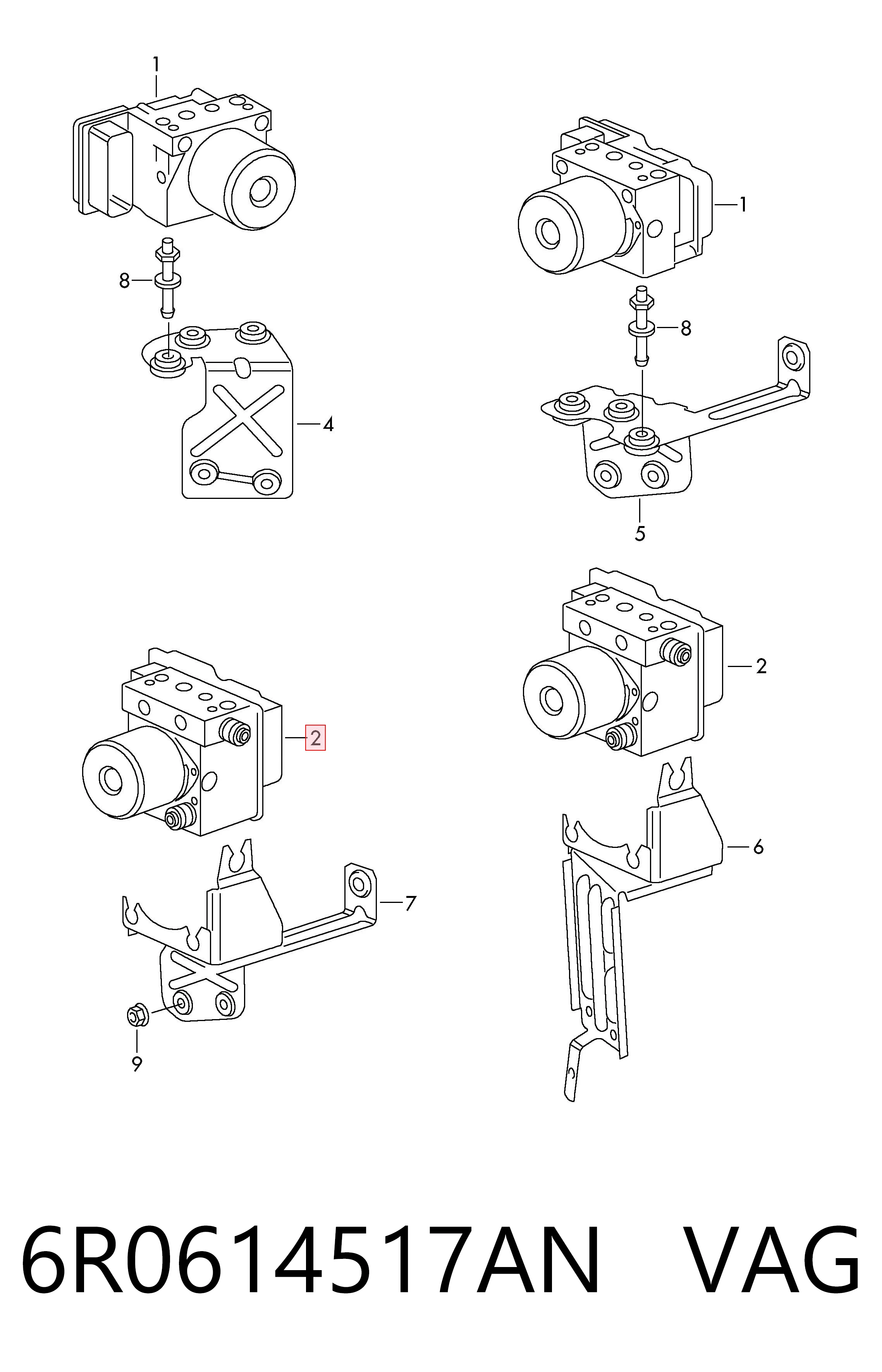 Unidade hidráulico de controlo ABS para Volkswagen Polo V 6R1, 6C1