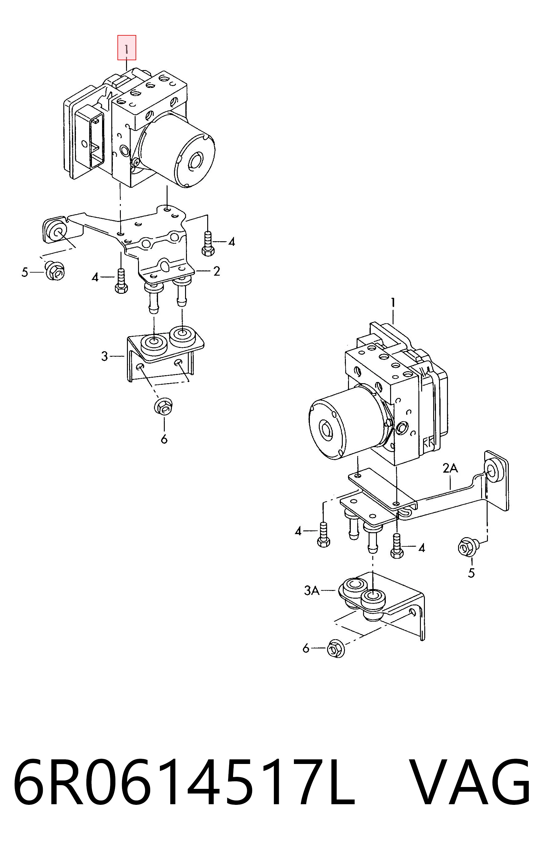 6R0614517L VAG Unidade hidráulico de controlo ABS