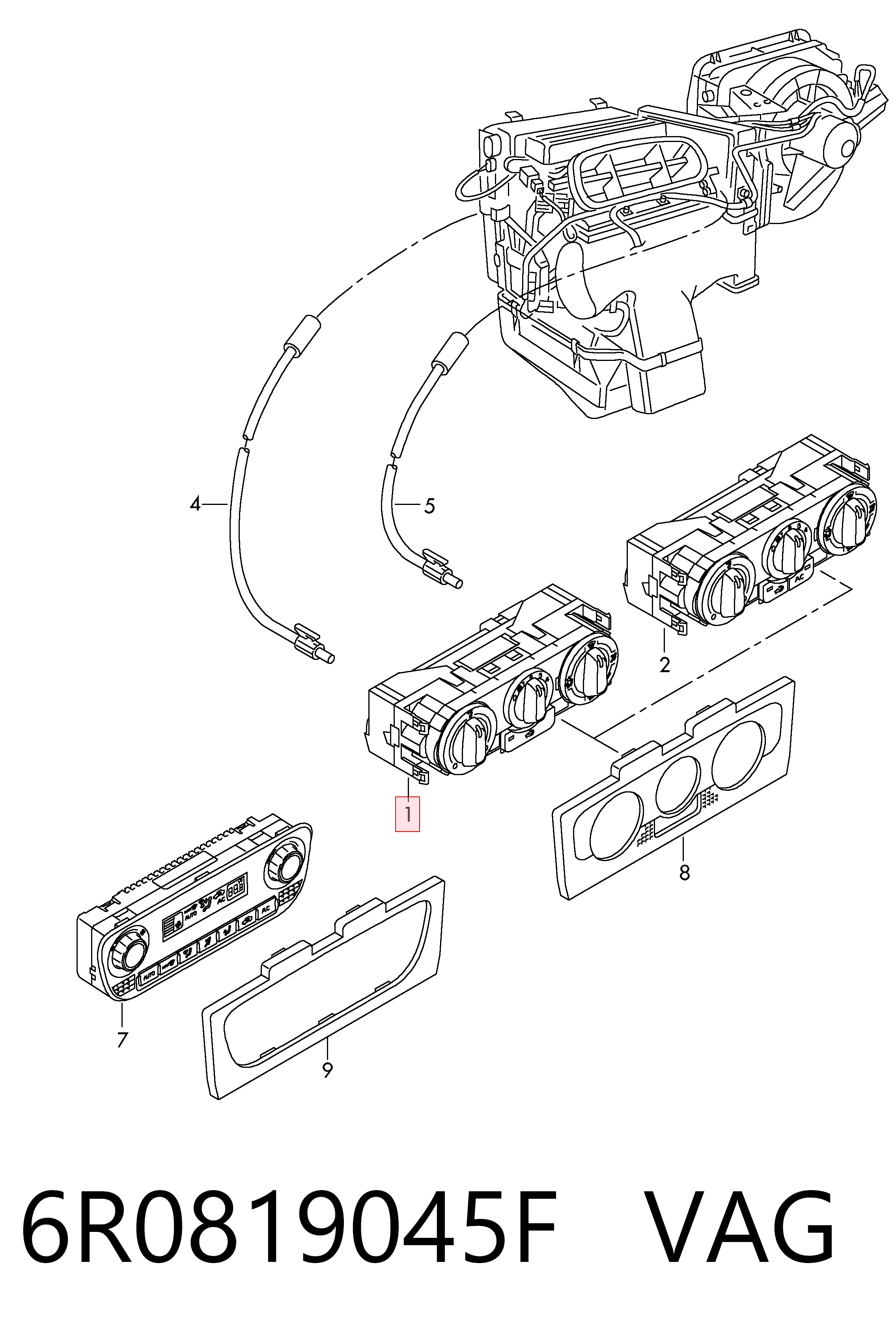 Unidade de controlo dos modos de aquecimento/condicionamento Volkswagen Polo V 602, 604, 612, 614 ao melhor preço