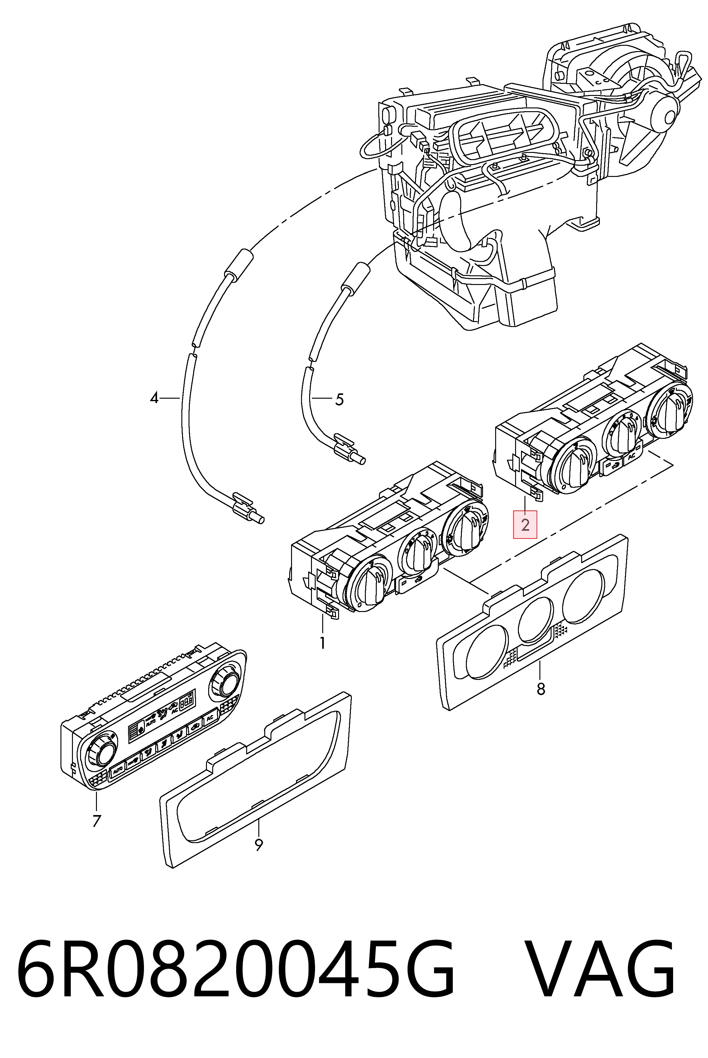 Unidade de controlo dos modos de aquecimento/condicionamento Volkswagen Polo V 6R1, 6C1