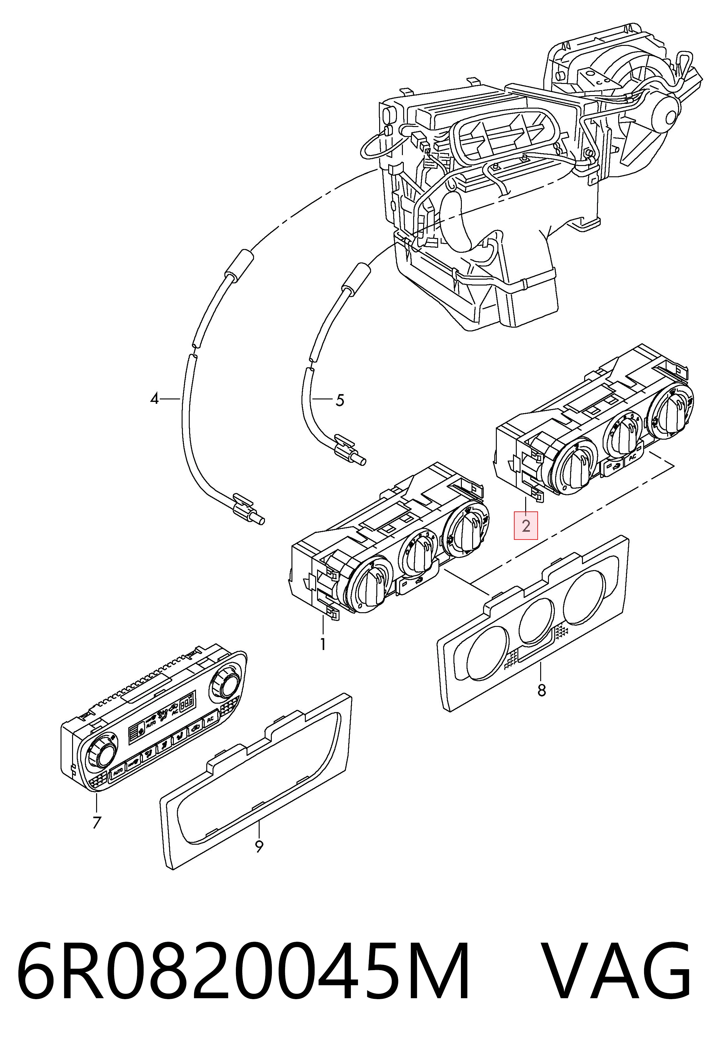 Unidade de controlo dos modos de aquecimento/condicionamento Volkswagen Polo V hatchback (6R1, 6C1) (2009 - 2022) V