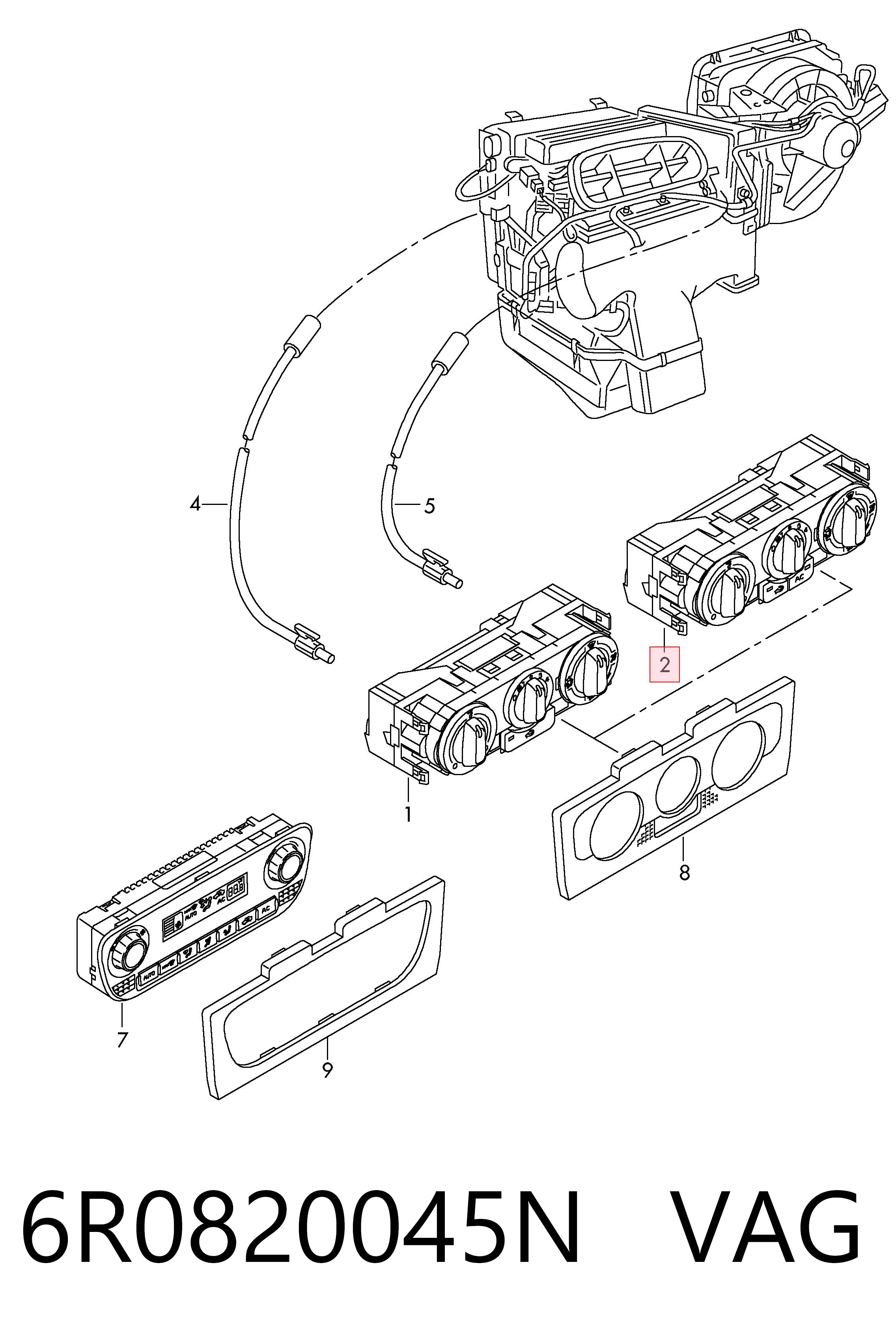 Compre Unidade de controlo dos modos de aquecimento/condicionamento Volkswagen Polo 5