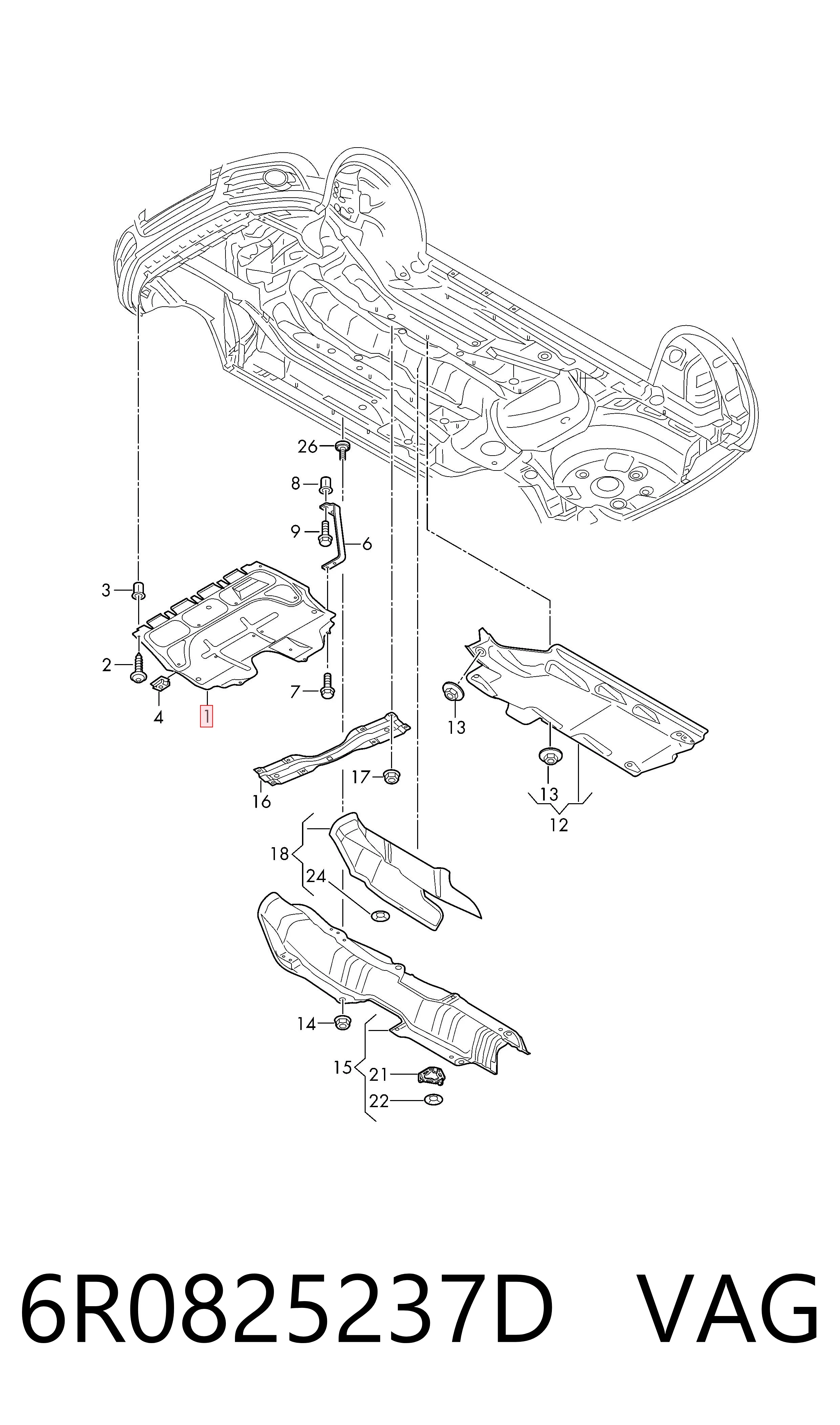 6R0825237D VAG Proteção de motor dianteira