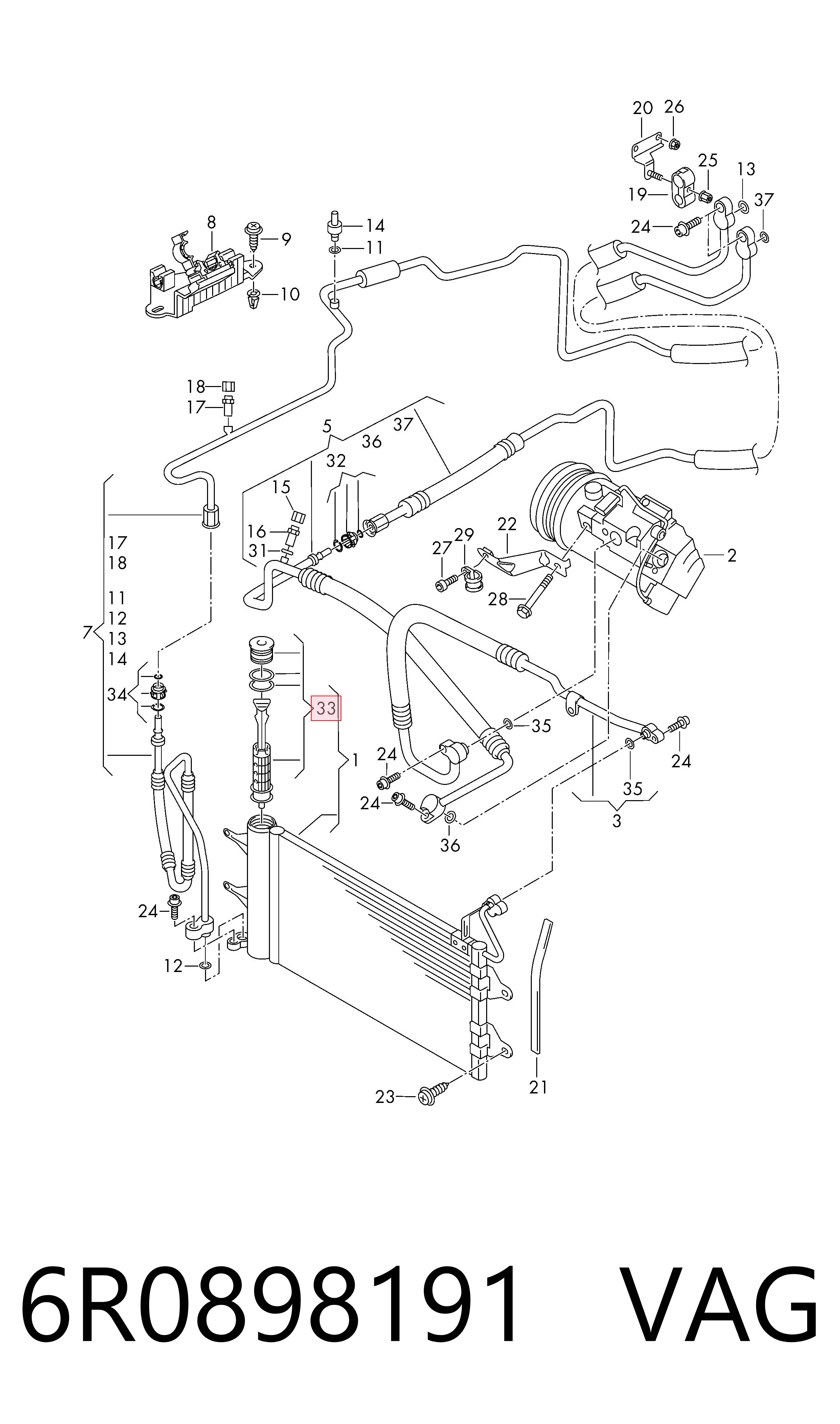 6R0898191 VAG Tanque de recepção do secador de aparelho de ar condicionado