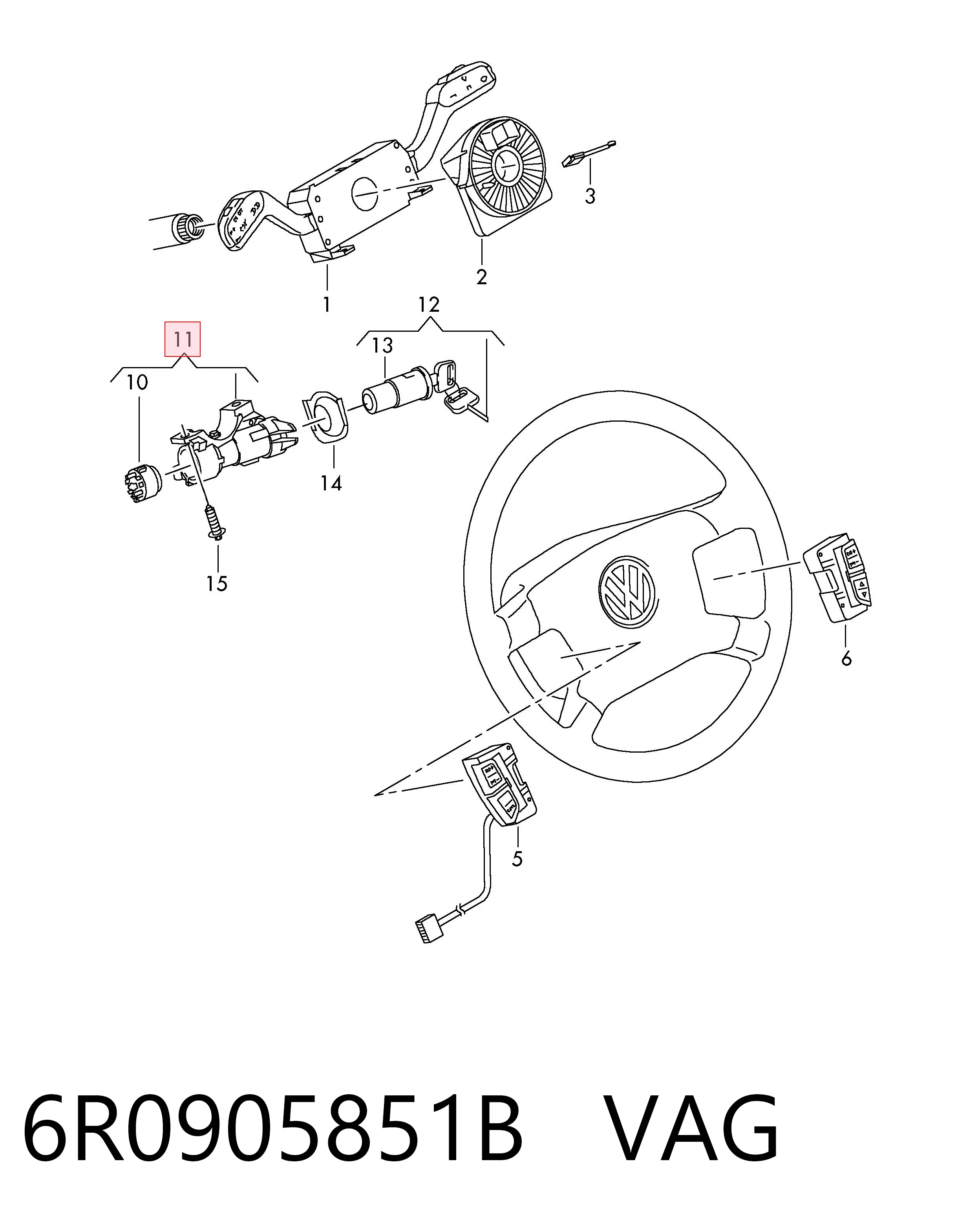 Fecho de ignição Volkswagen AMAROK  2HA, 2HB, S1B, S6B, S7A, S7B