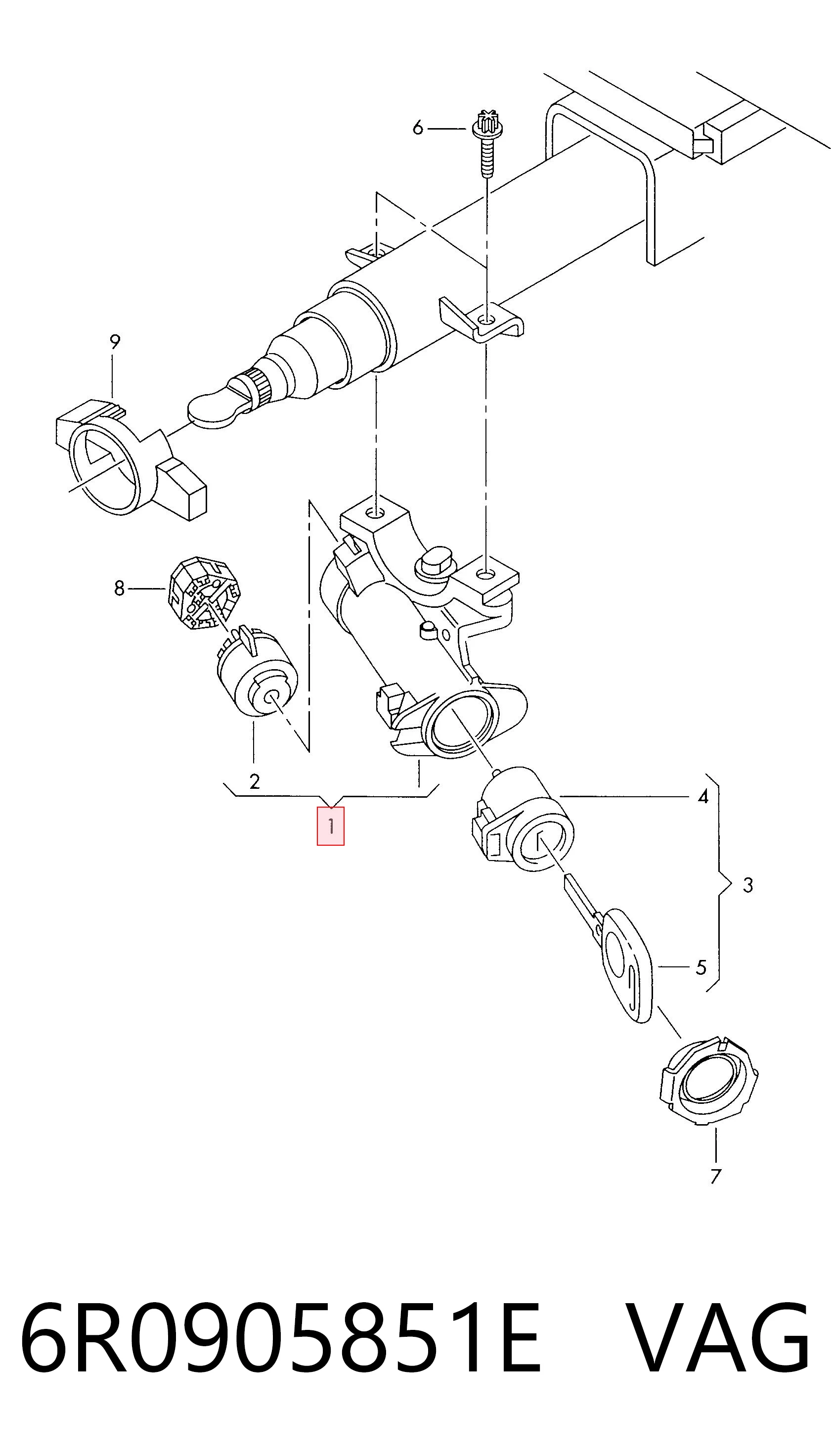 6R0905851E VAG Fecho de ignição