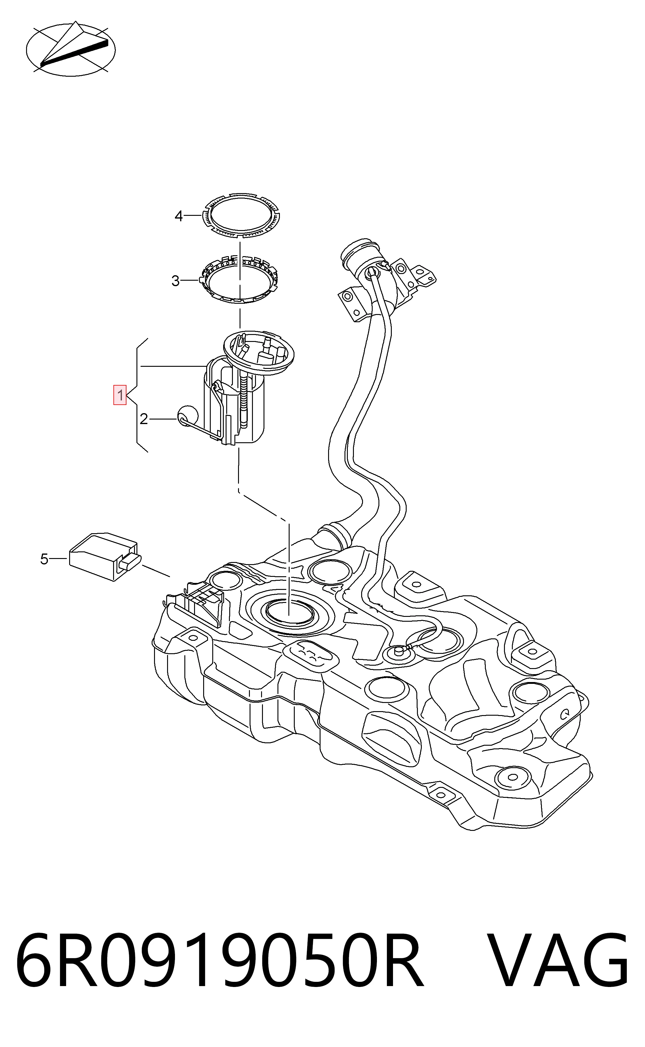 6R0919050R VAG Módulo de bomba de combustível com sensor do nível de combustível