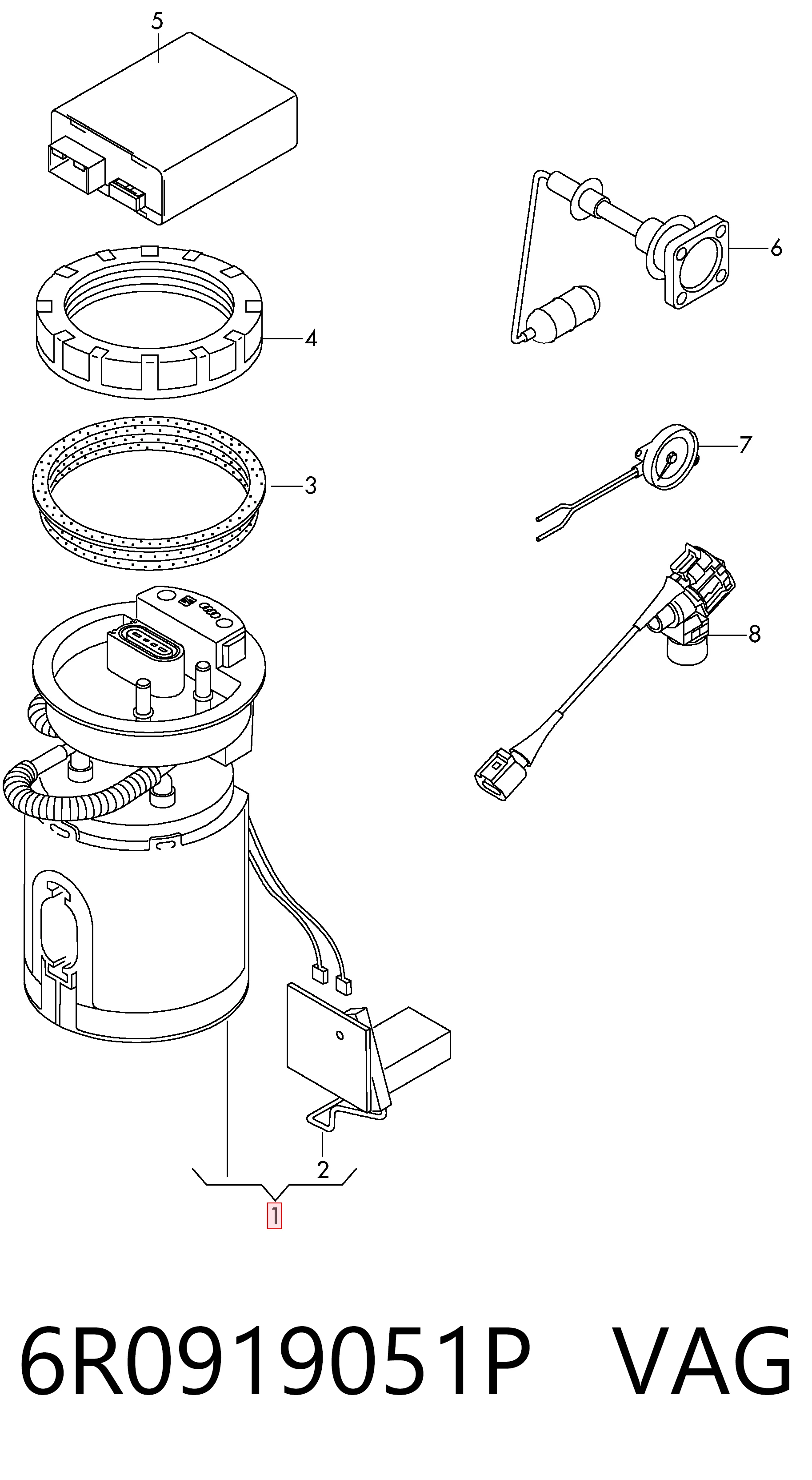 Módulo de bomba de combustível com sensor do nível de combustível VAG 6R0919051P preço, a partir de 140,02 USD