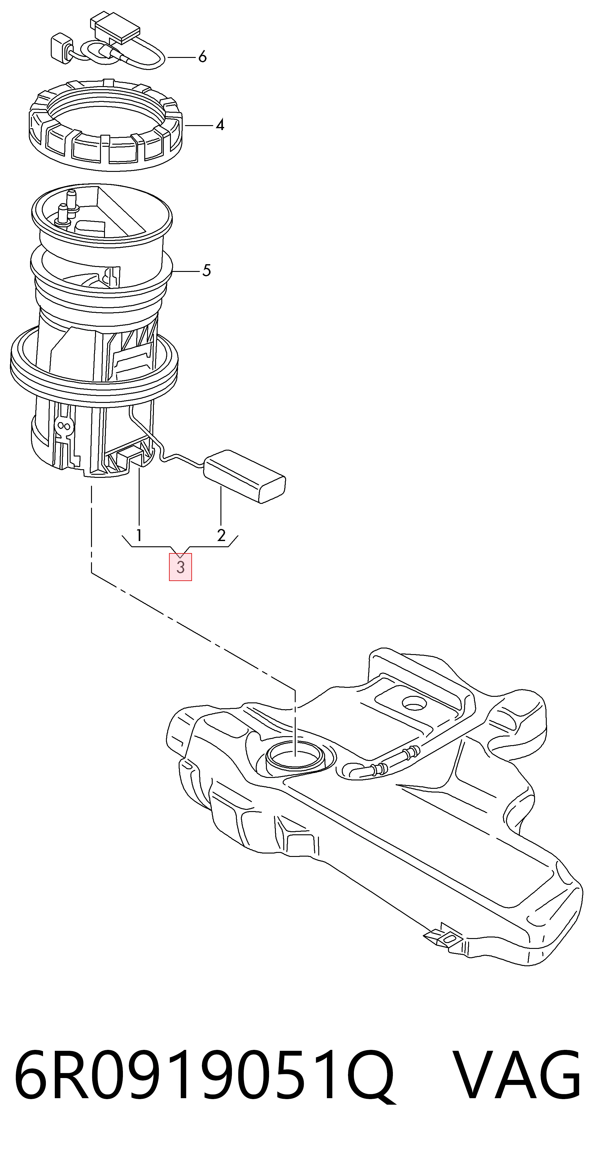Módulo de bomba de combustível com sensor do nível de combustível VAG 6R0919051Q preço, a partir de 140,02 USD