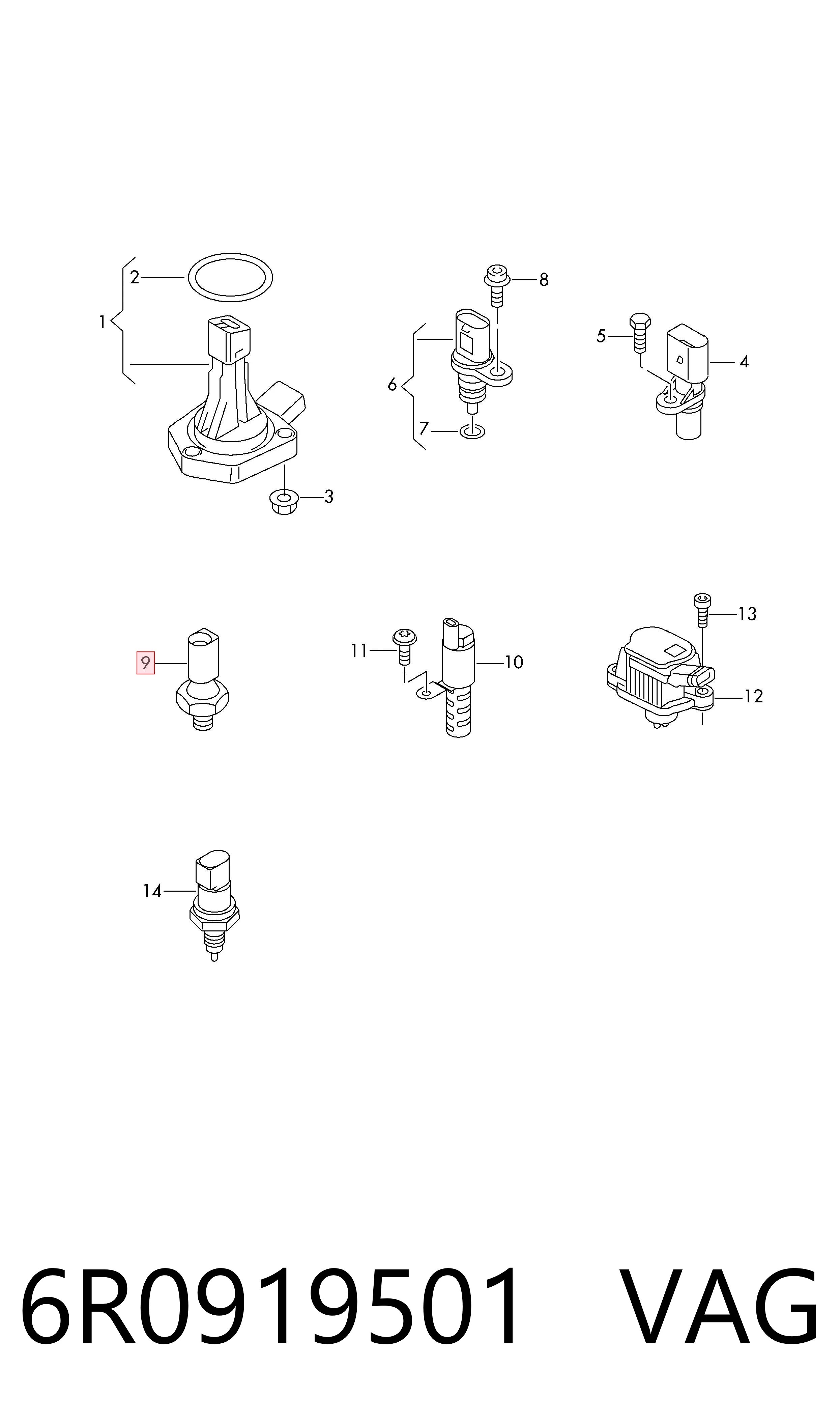 6R0919501 VAG Sensor de temperatura do fluido de esfriamento