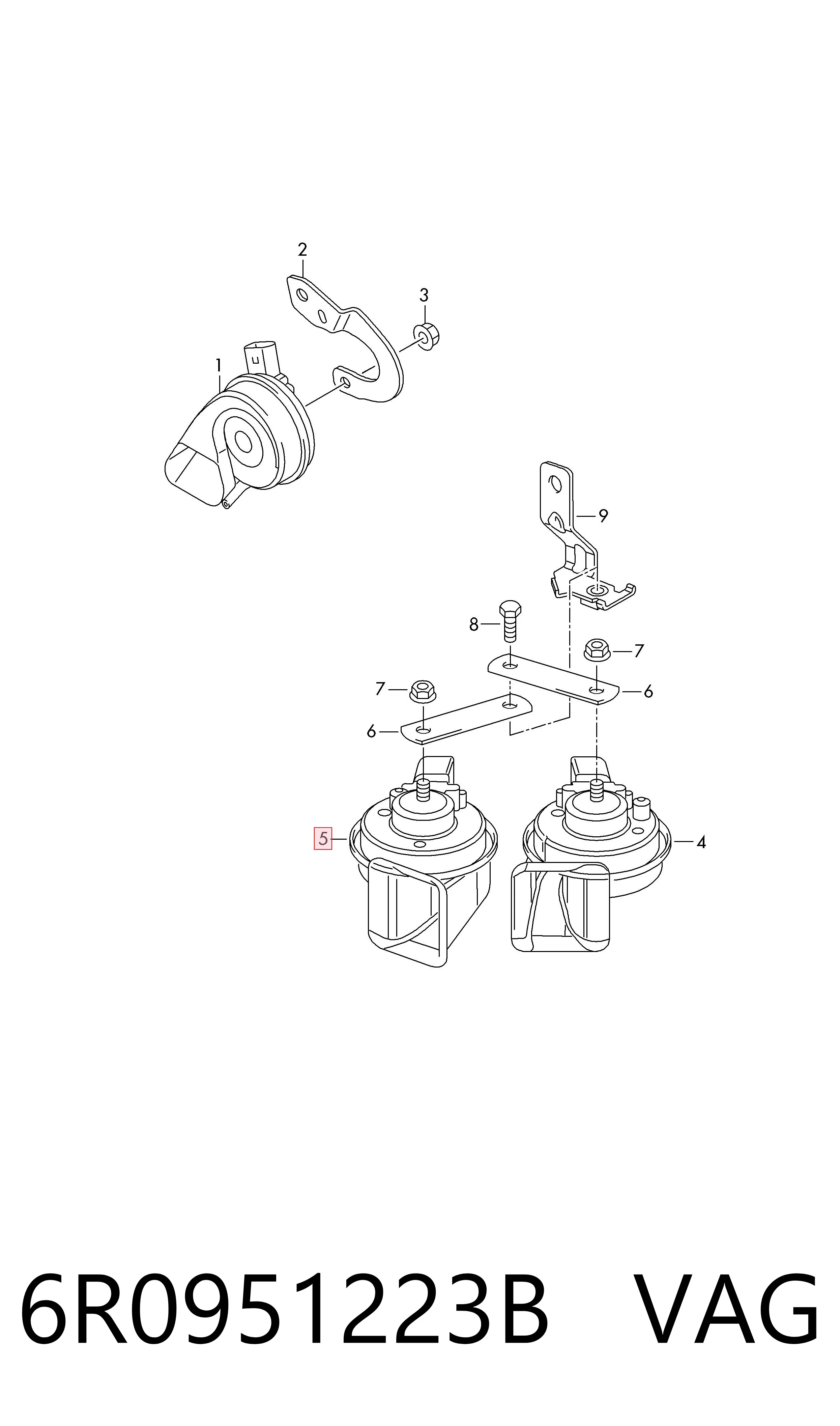 6R0951223B VAG Sinal sonoro (cláxon)