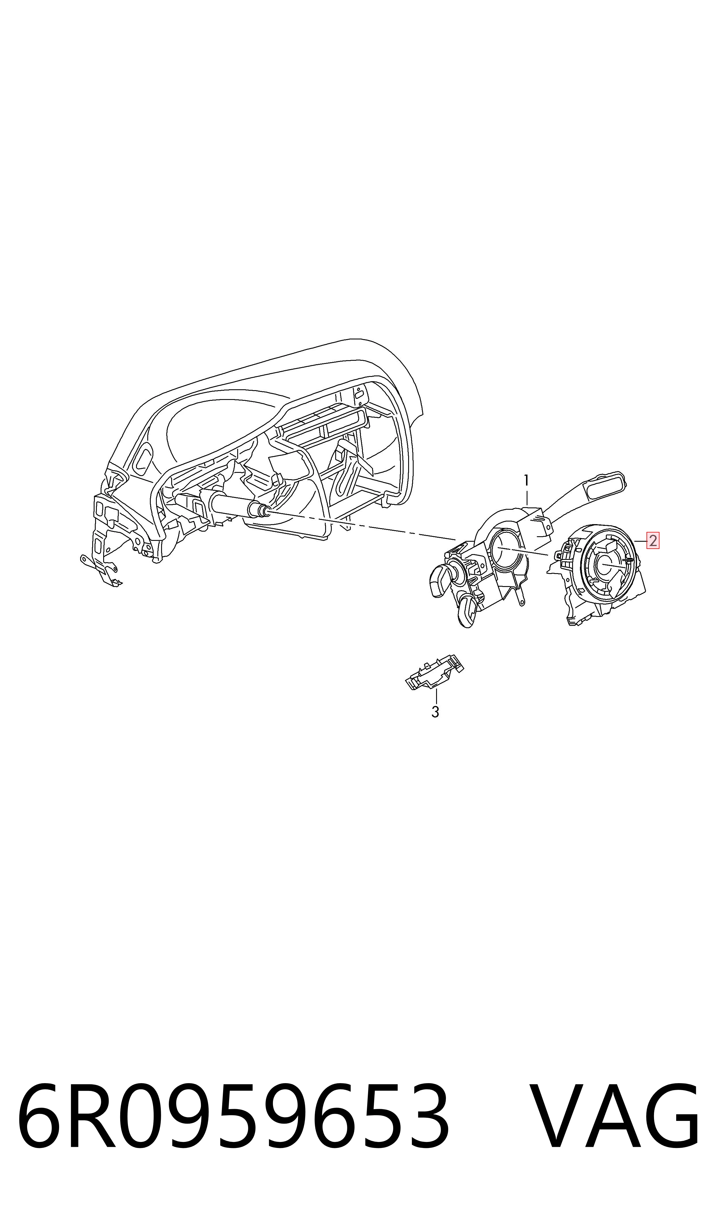 Anel AIRBAG de contato, cabo plano do volante VAG 6R0959653