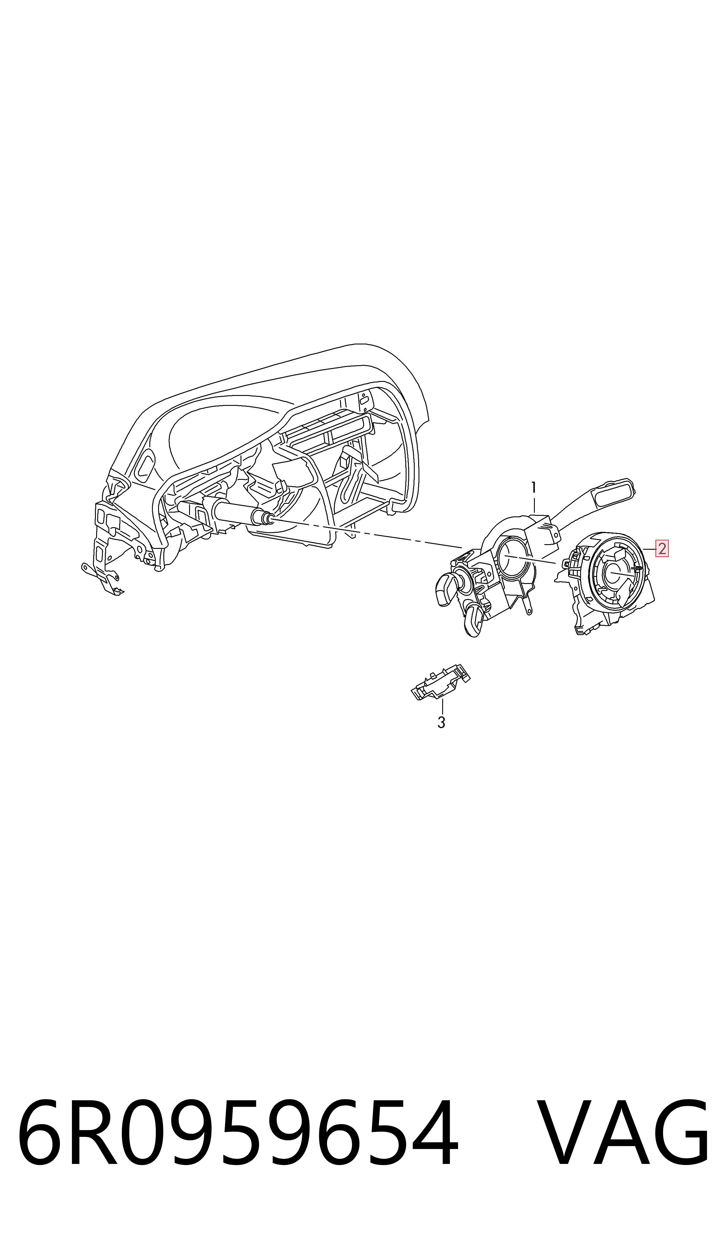 Anel AIRBAG de contato, cabo plano do volante VAG 6R0959654