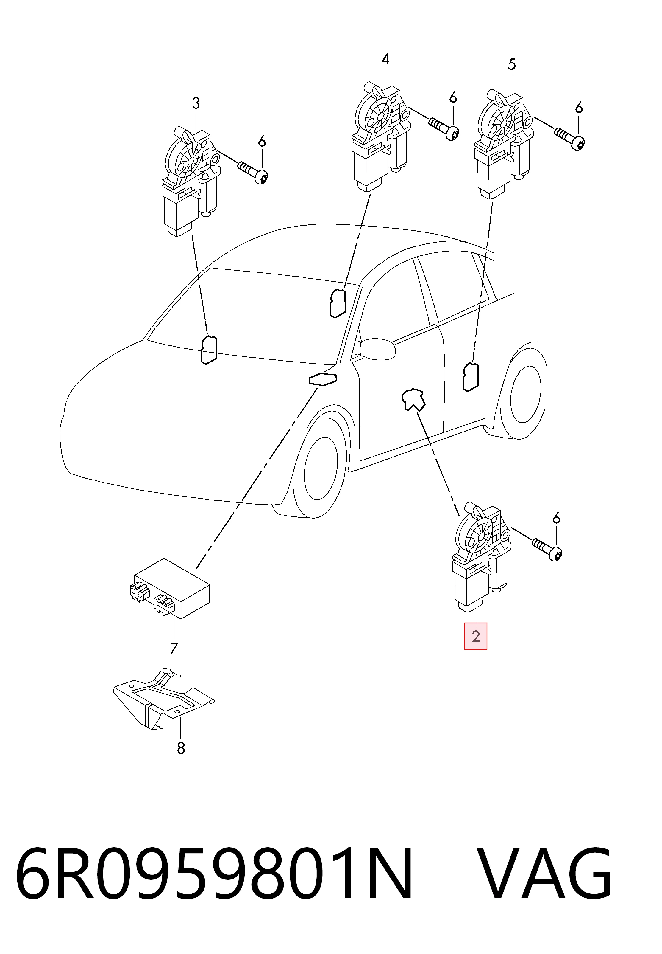 6R0959801N VAG Motor de acionamento de vidro da porta dianteira esquerda