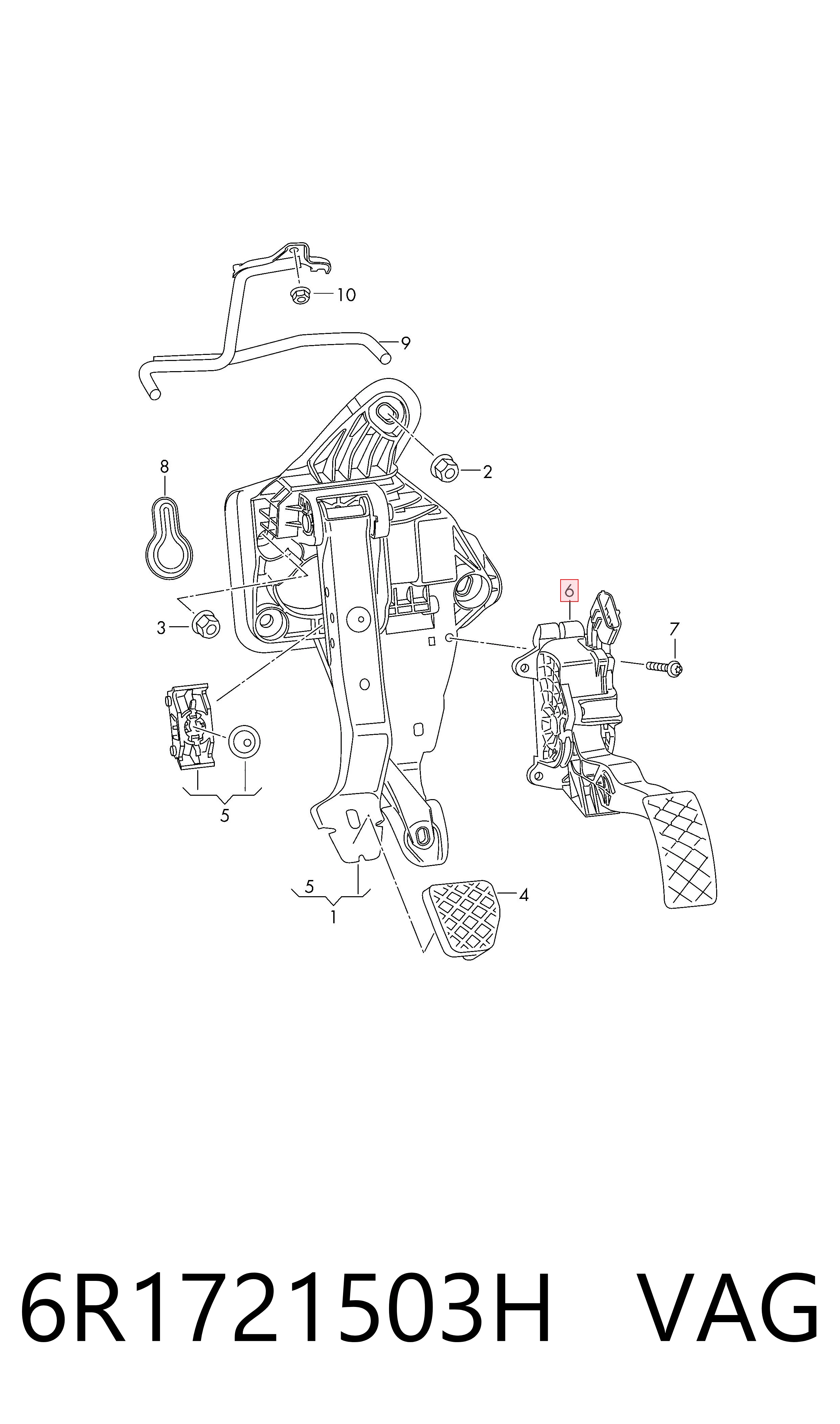 6R1721503H VAG Pedal de gás (de acelerador)