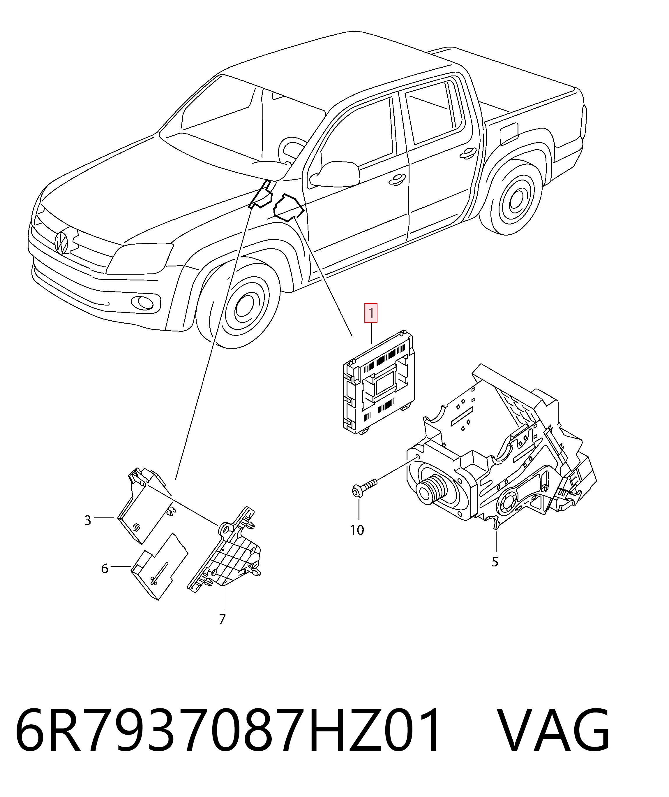 Unidade de conforto para Volkswagen AMAROK 2HA, 2HB, S1B, S6B, S7A, S7B
