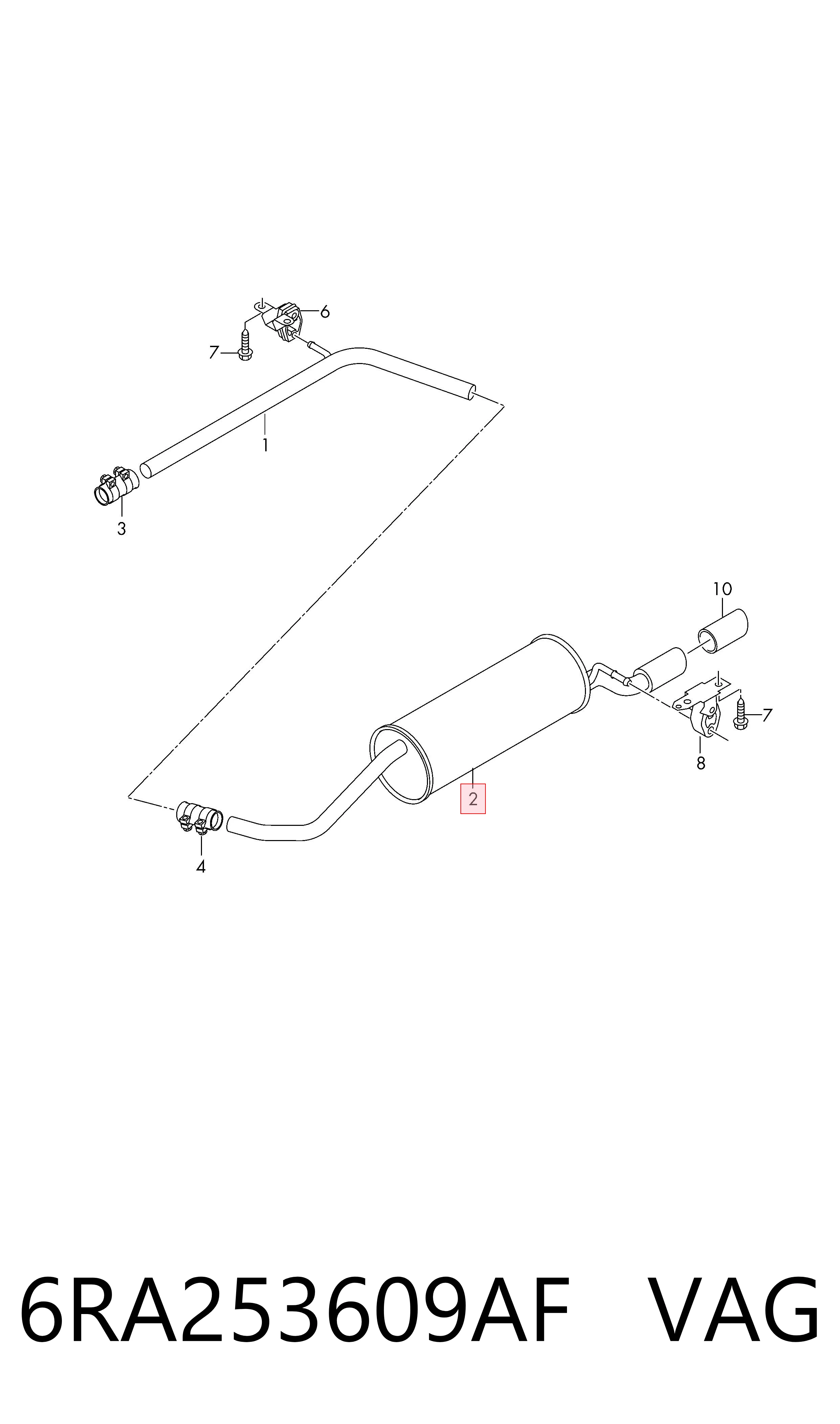6RA253609AF VAG Silenciador, parte traseira