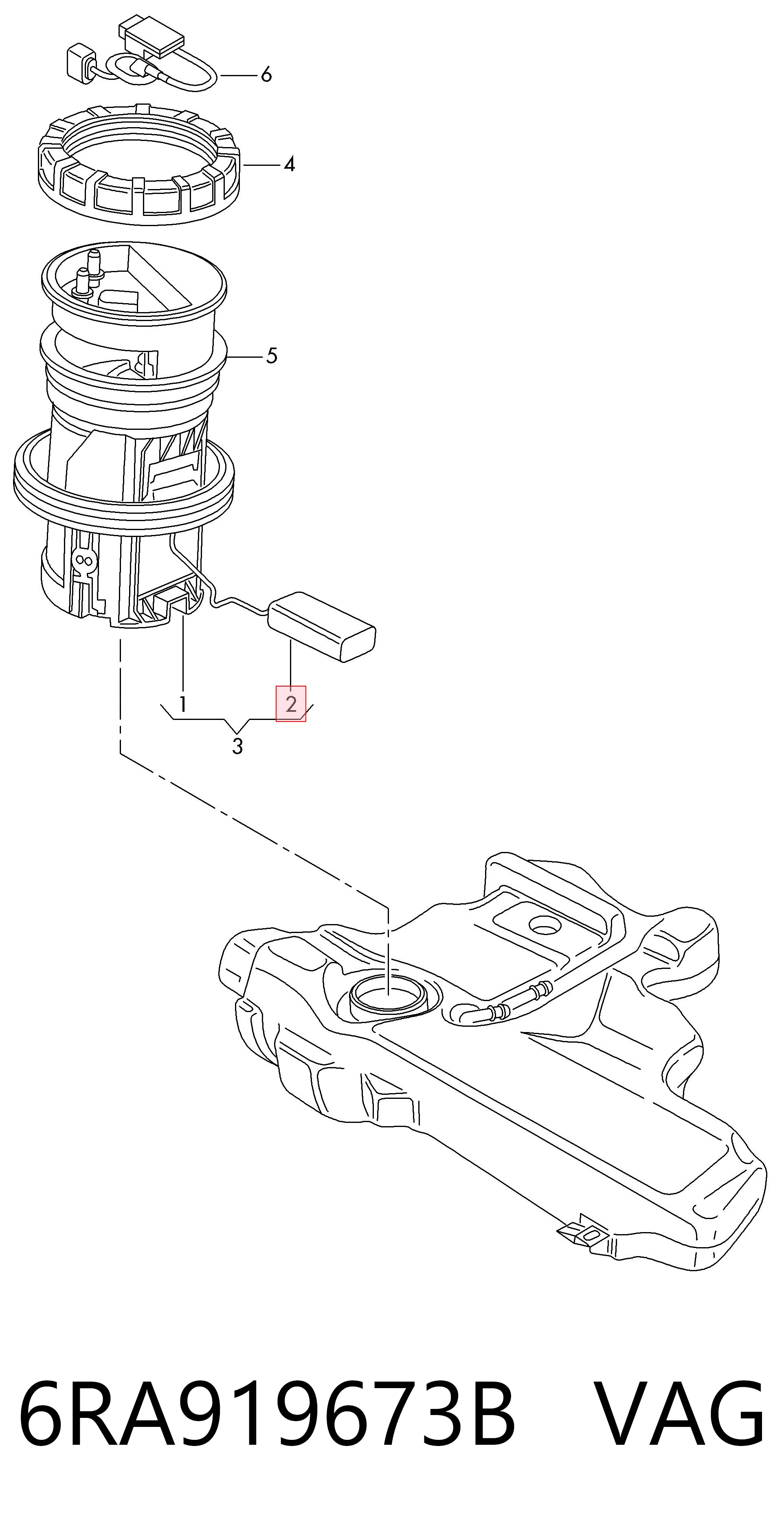 6RA919673B VAG Sensor do nível de combustível no tanque