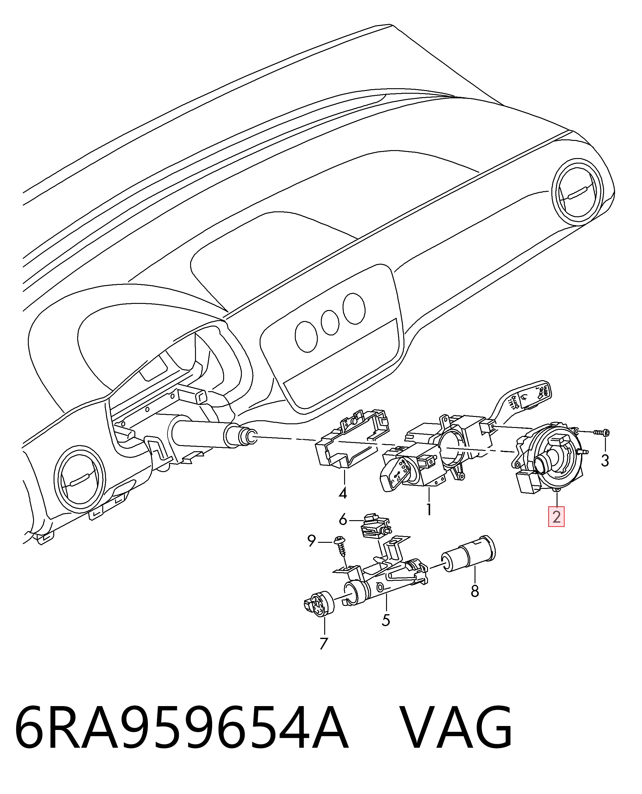 Anel AIRBAG de contato, cabo plano do volante VAG 6RA959654A preço, a partir de 98,75 USD