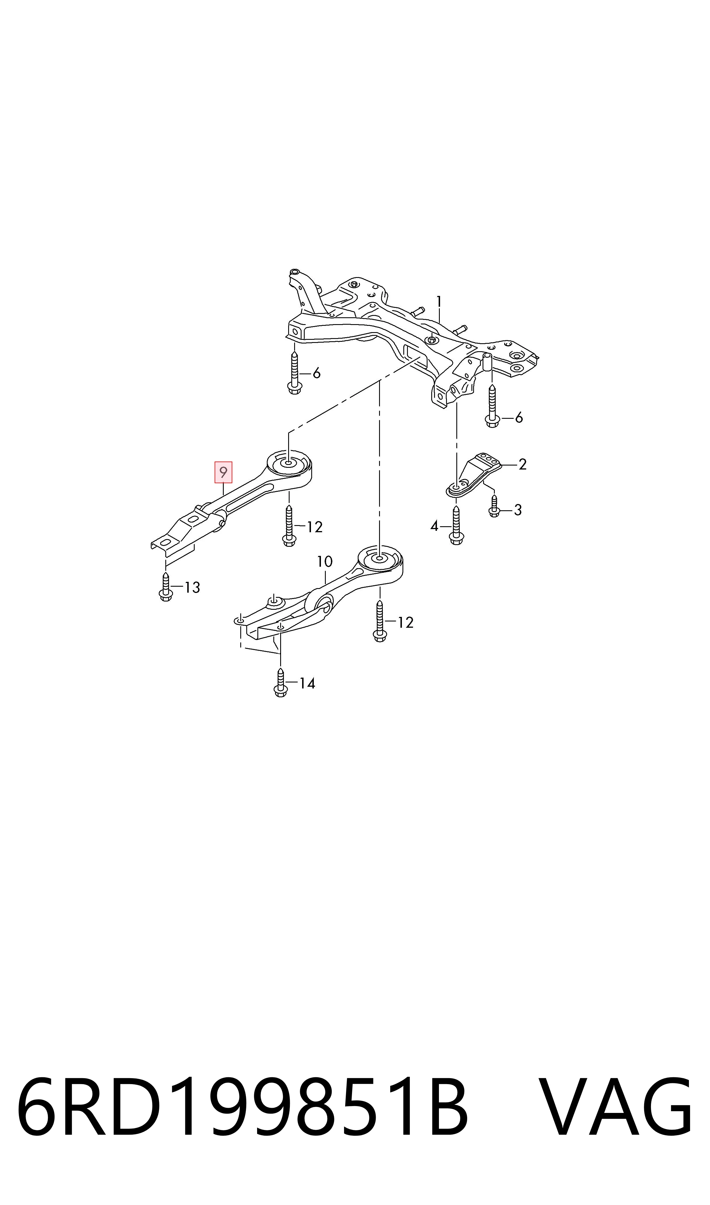 Coxim (suporte) traseiro de motor Volkswagen Polo V 602, 604, 612, 614 ao melhor preço