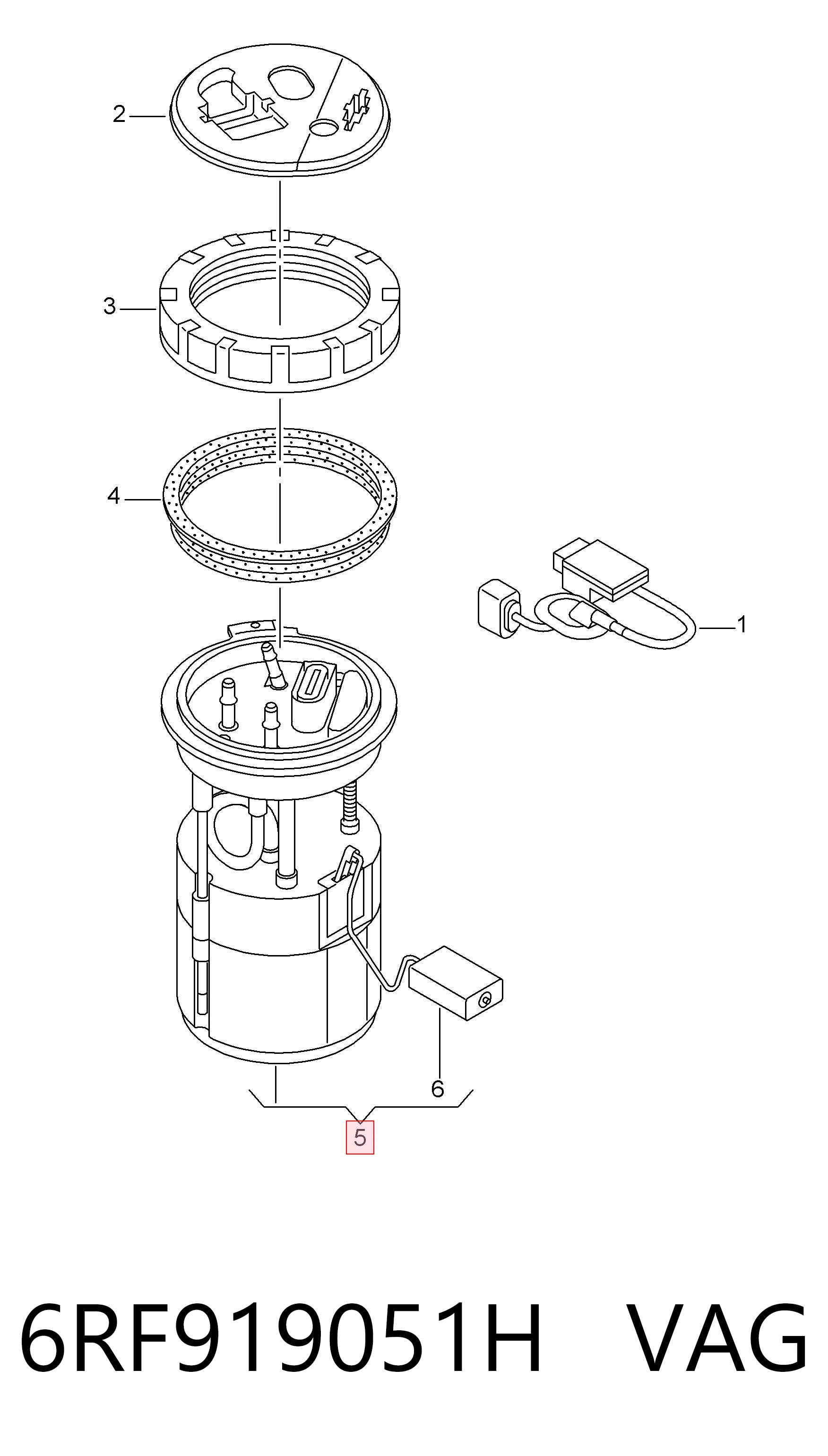 6RF919051H VAG Módulo de bomba de combustível com sensor do nível de combustível