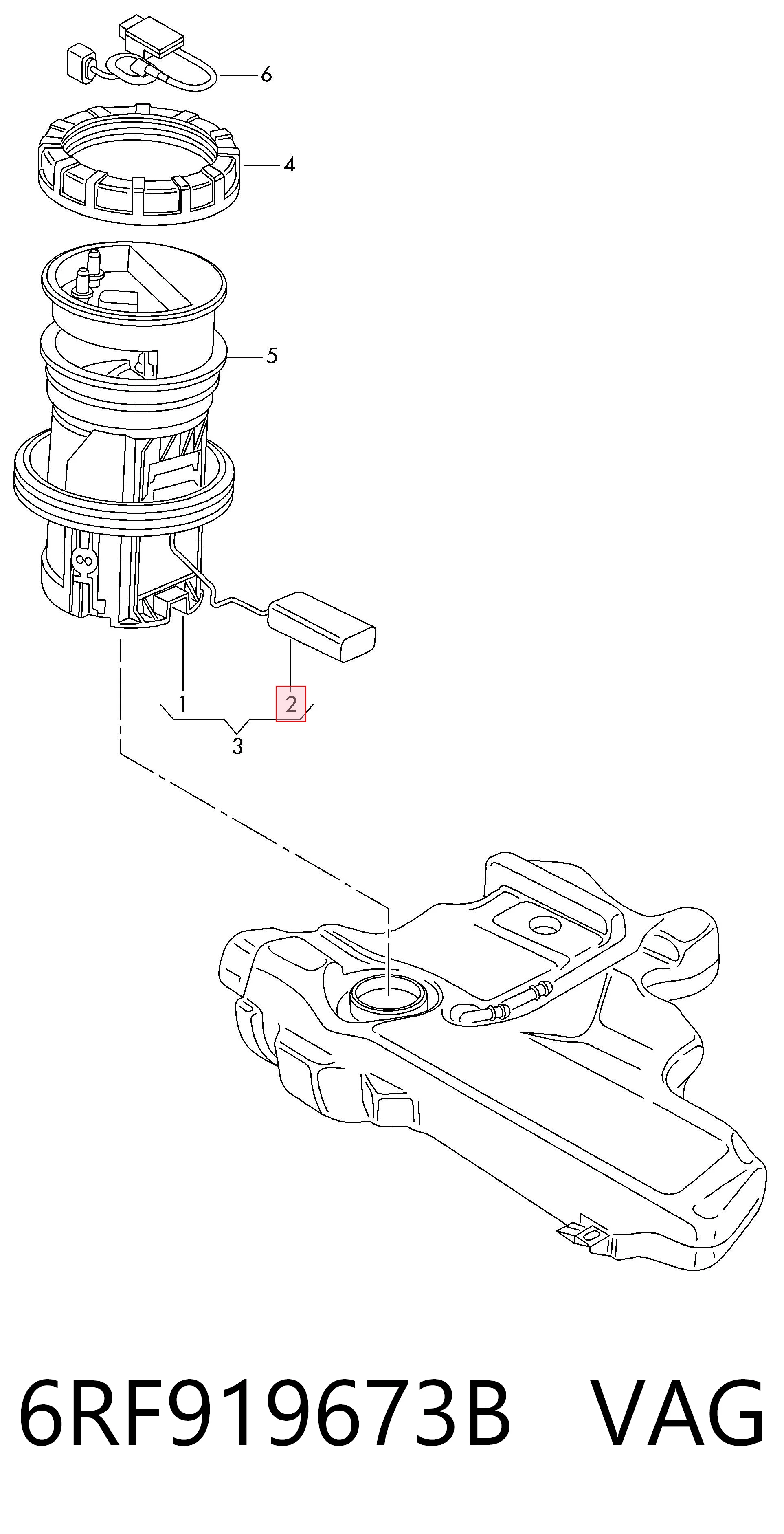 Sensor do nível de combustível no tanque para Volkswagen Polo 602, 604, 612, 614