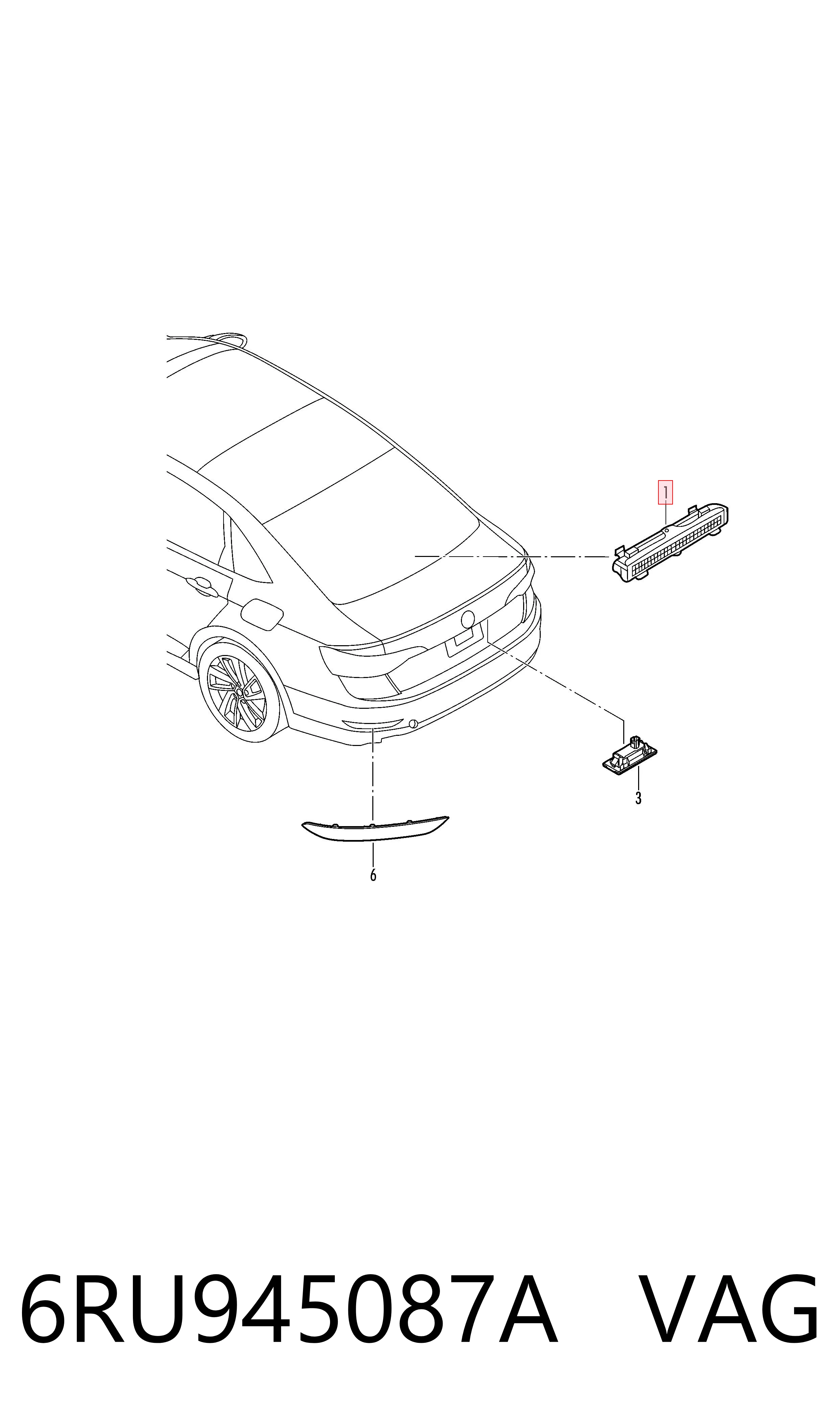 Sinal de parada traseiro adicional Volkswagen Jetta VII BU3, BU4 ao melhor preço