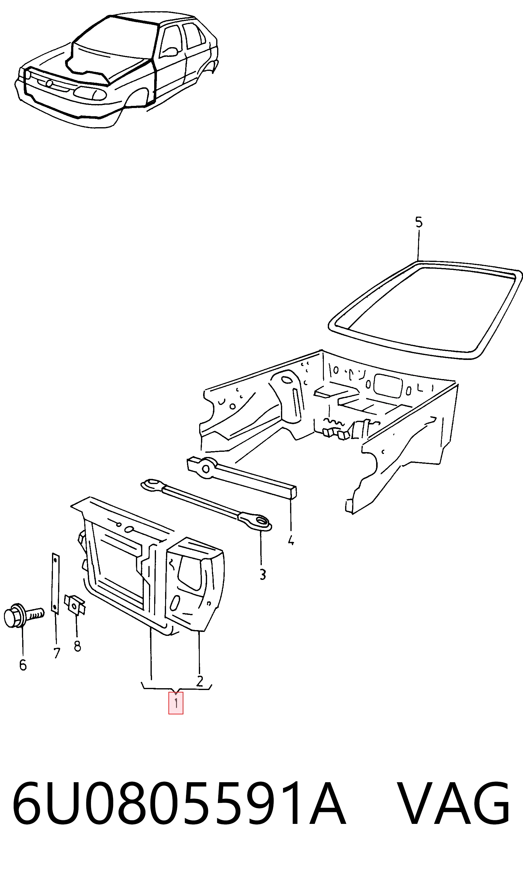 Compre Suporte do radiador montado (painel de montagem de fixação das luzes) Skoda Felicia 1