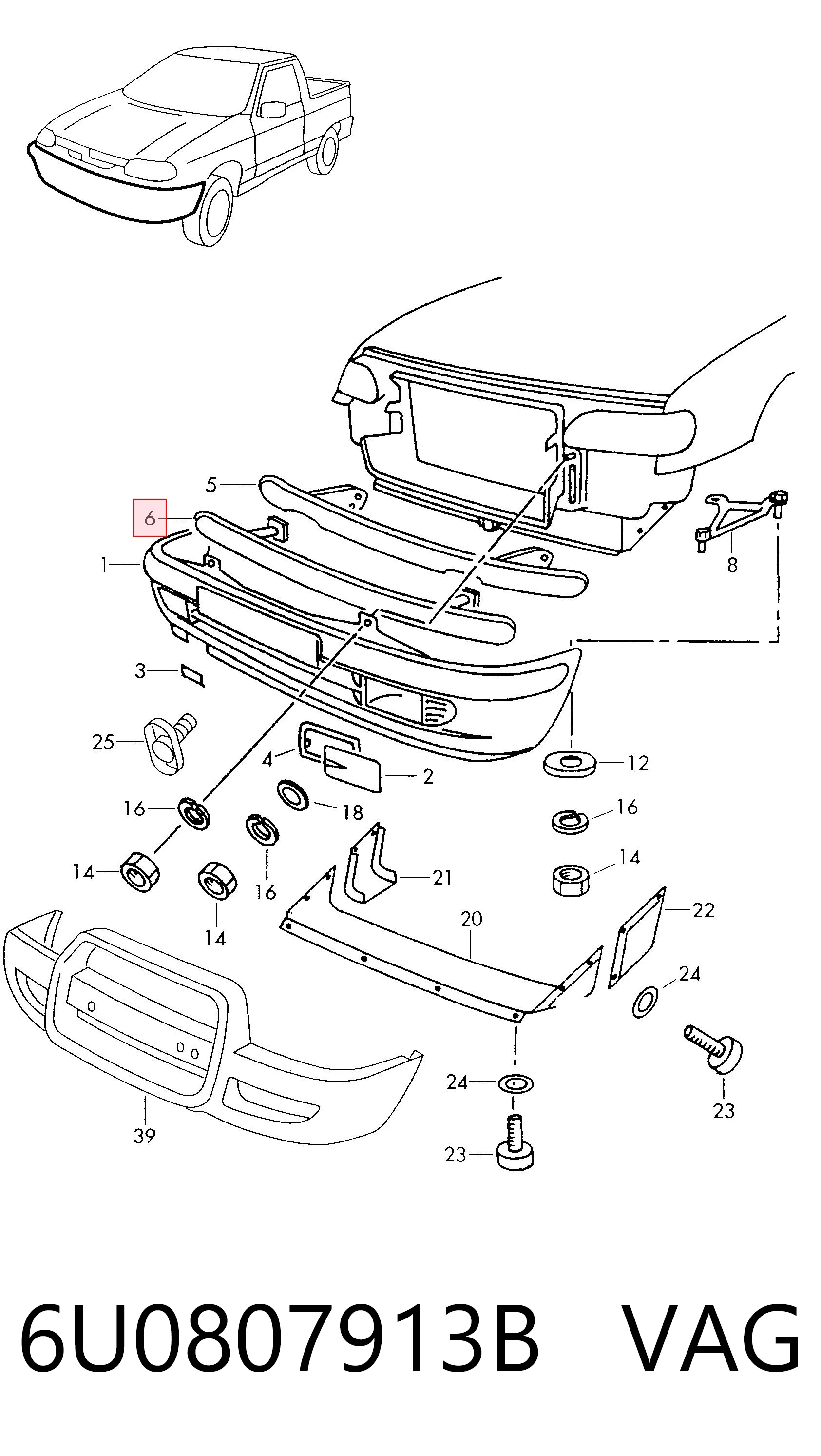 Reforçador do pára-choque dianteiro para Skoda Felicia 6U5, 795