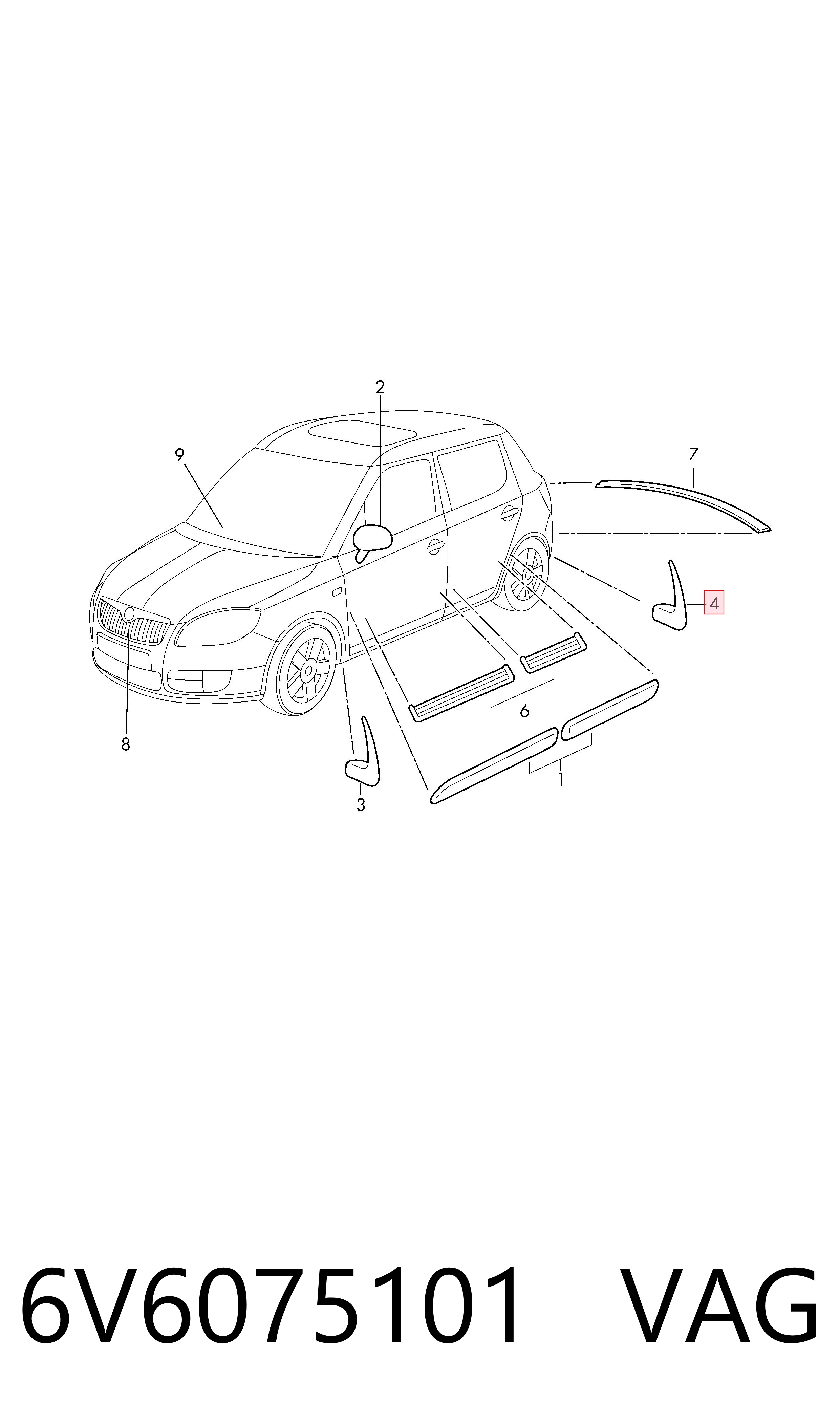 6V6075101 VAG Protetores de lama traseiros, kit