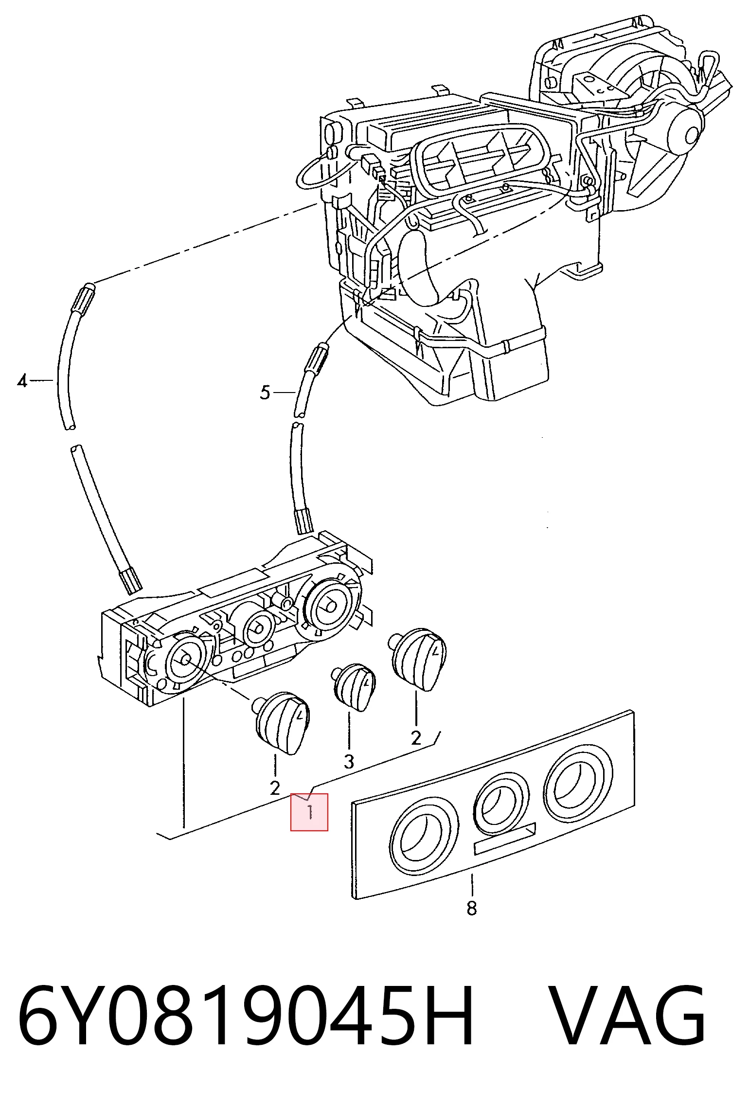 Unidade de controlo dos modos de aquecimento/condicionamento para Skoda Fabia I 6Y2