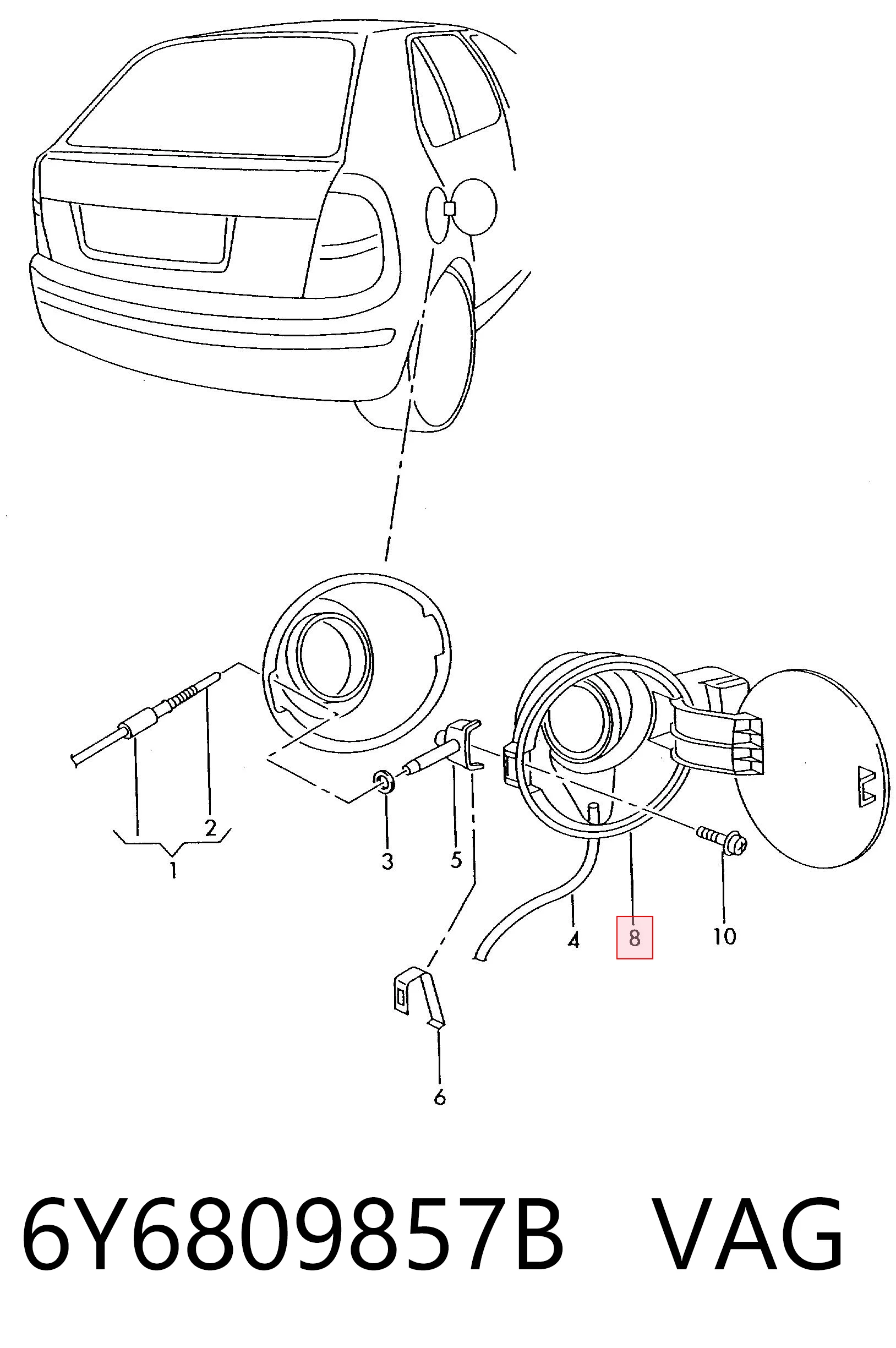 Alcapão do tanque de combustível para Skoda Fabia I 6Y2