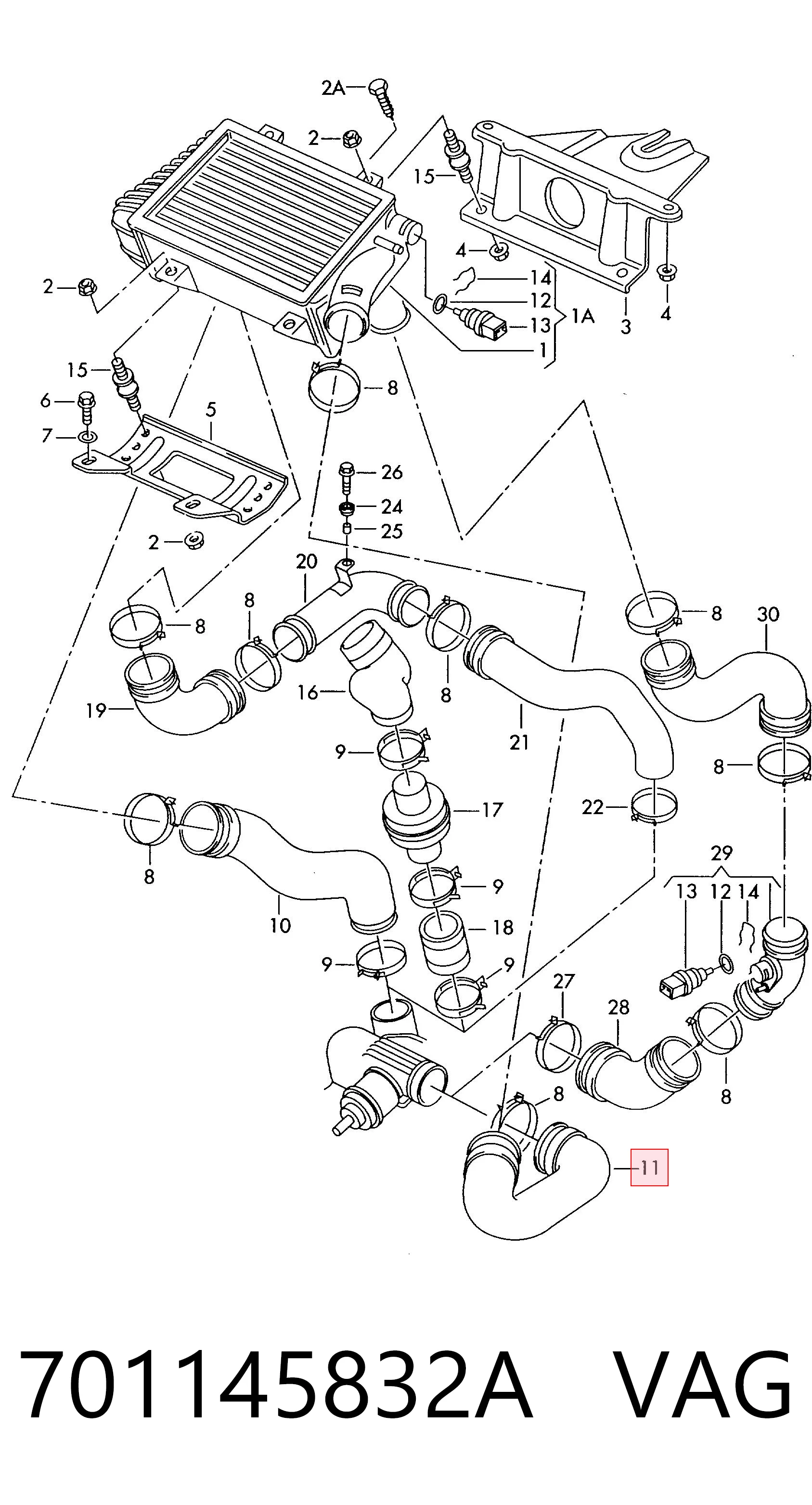 701145832A VAG Mangueira (cano derivado) de intercooler