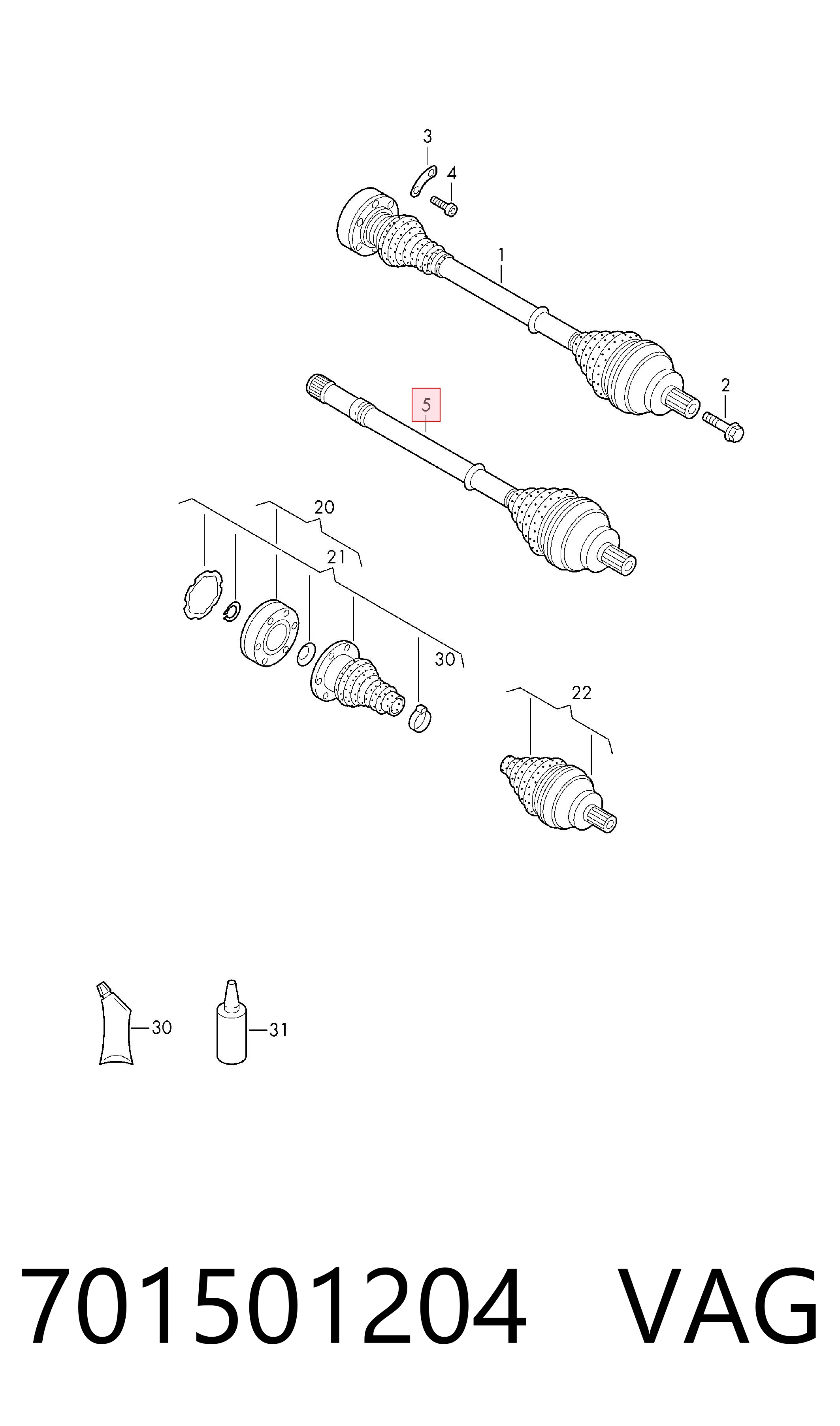 Junta homocinética externa dianteira VAG 701501204 preço, a partir de 192,94 USD