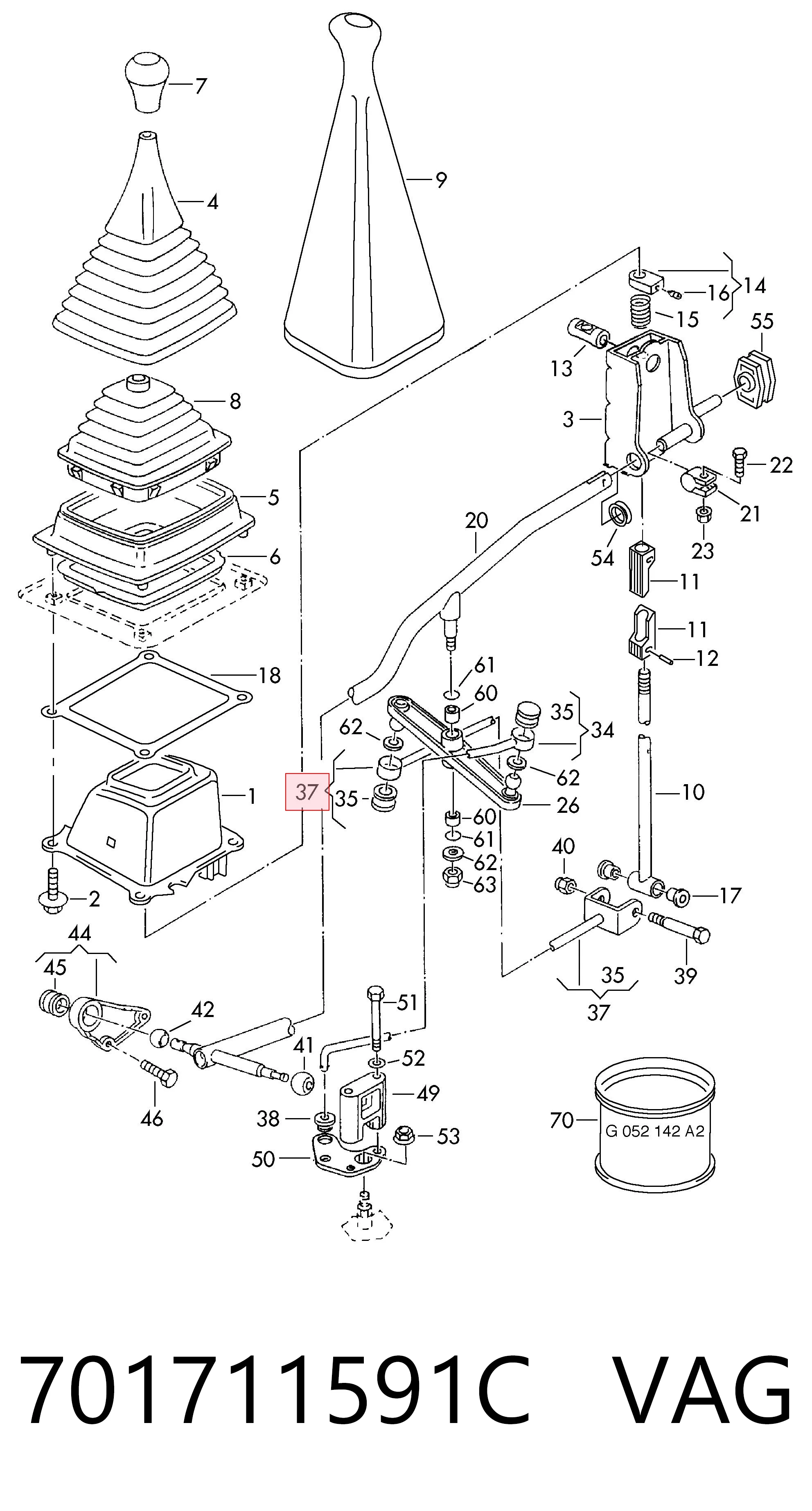 701711591C VAG Barra de ligação da Caixa Automática de Mudança