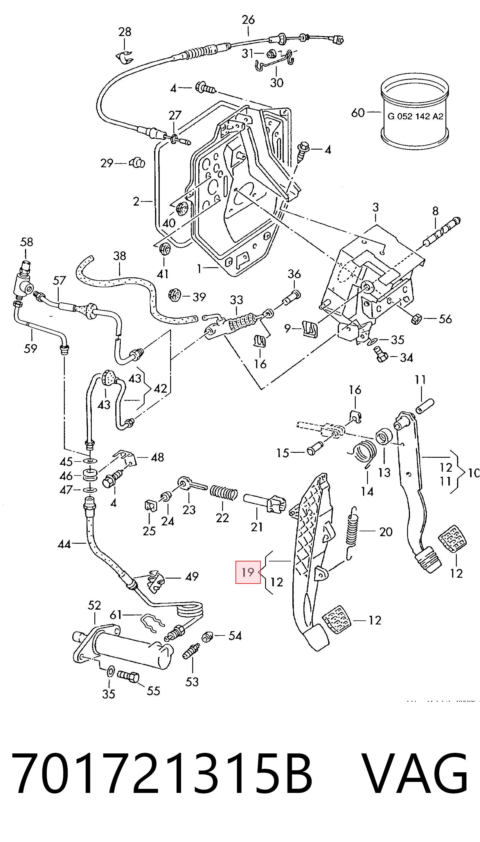 701721315B VAG Pedal de embraiagem