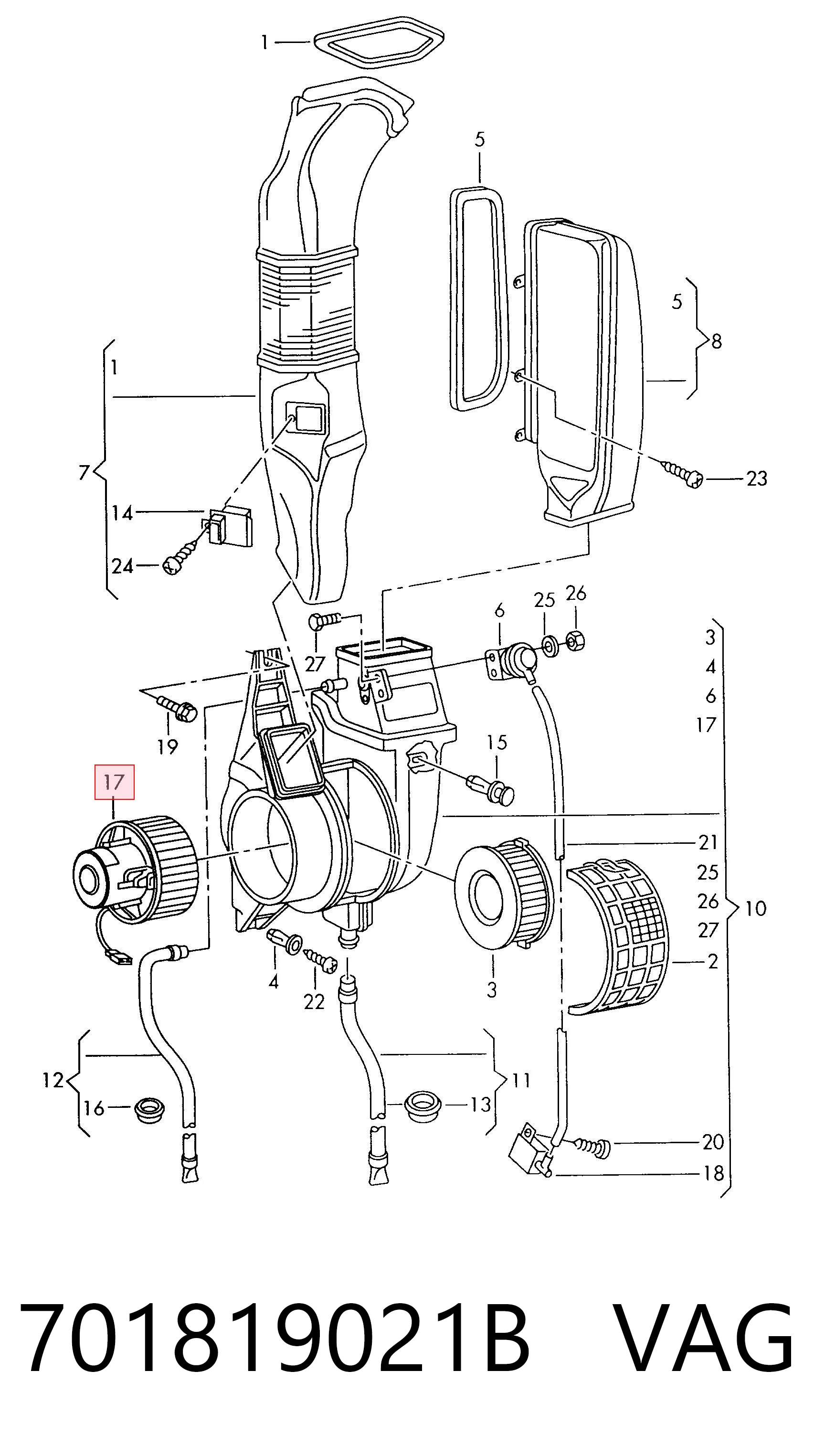701819021B VAG Motor de ventilador de forno (de aquecedor de salão)