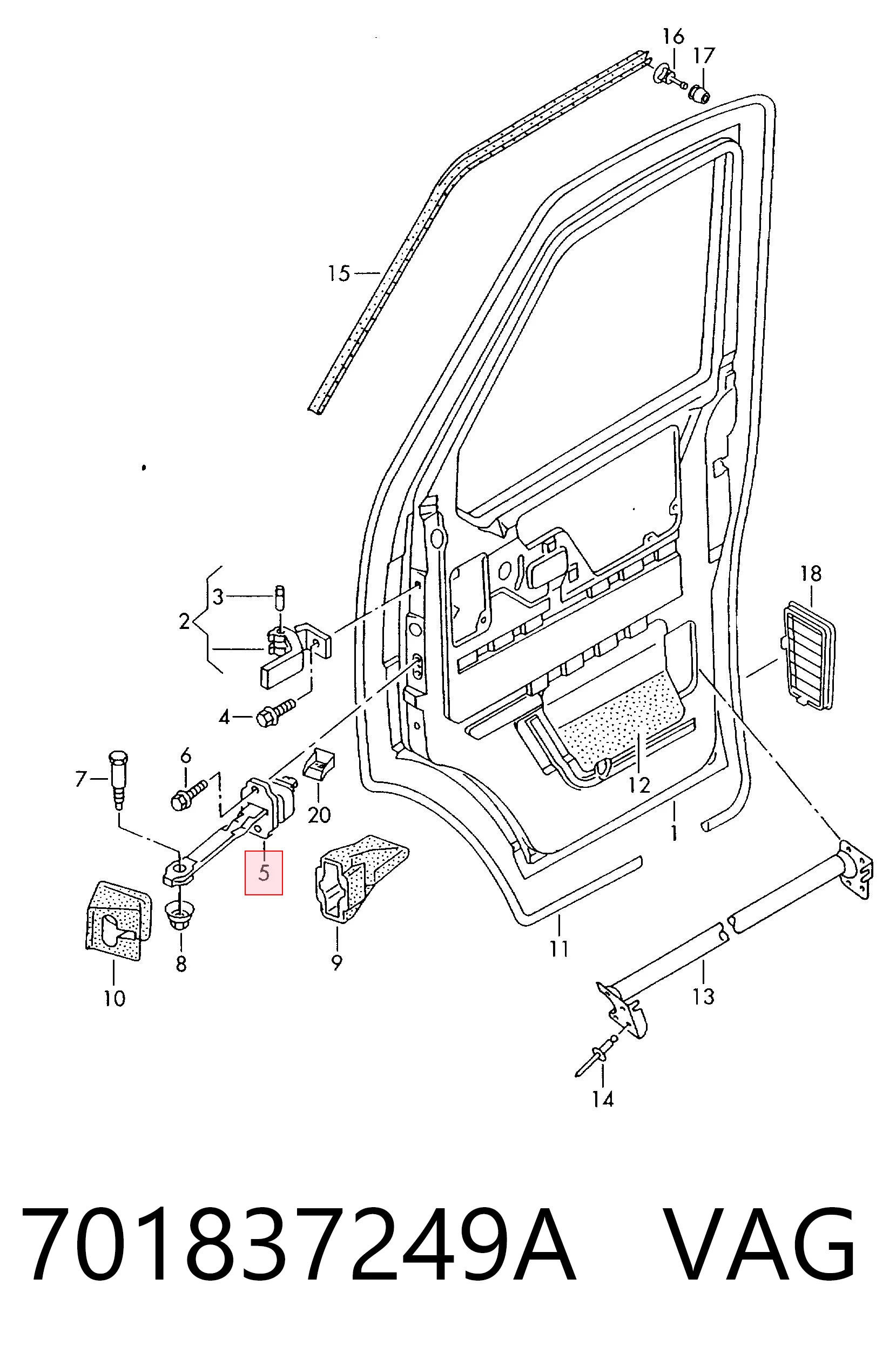 701837249A VAG Limitador dianteiro de abertura de porta