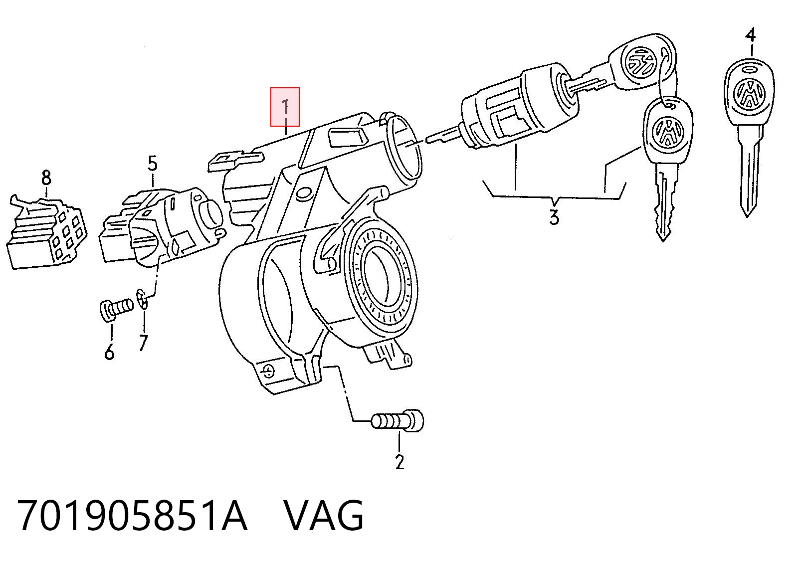 701905851A VAG Fecho de ignição