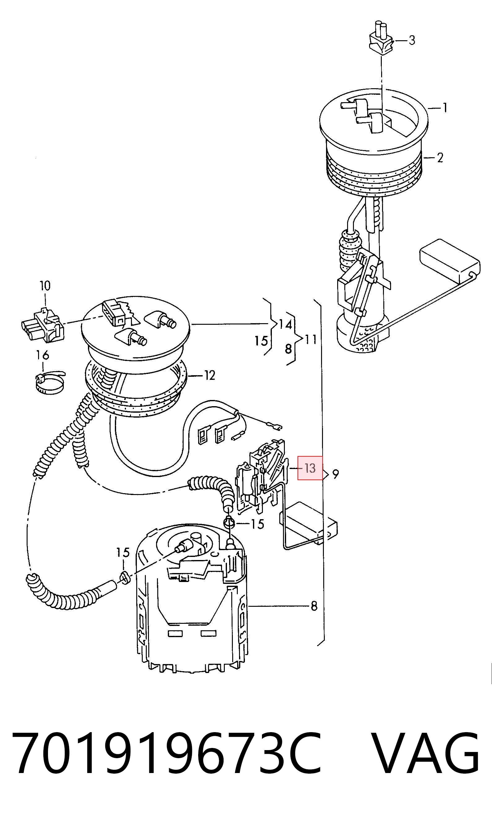 701919673C VAG Sensor do nível de combustível no tanque