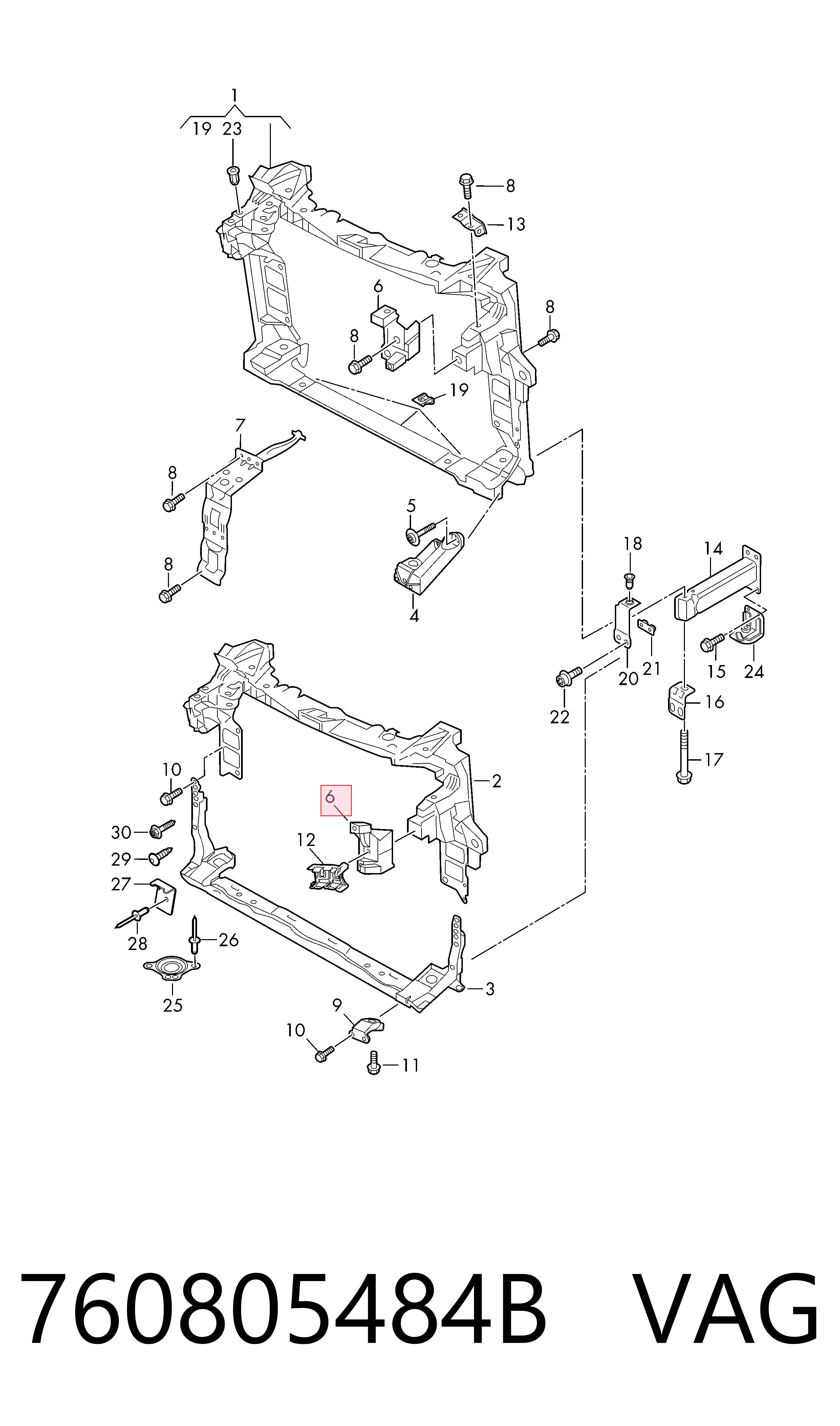 760805484B VAG Consola (adaptador) de fixação da luz dianteira esquerda