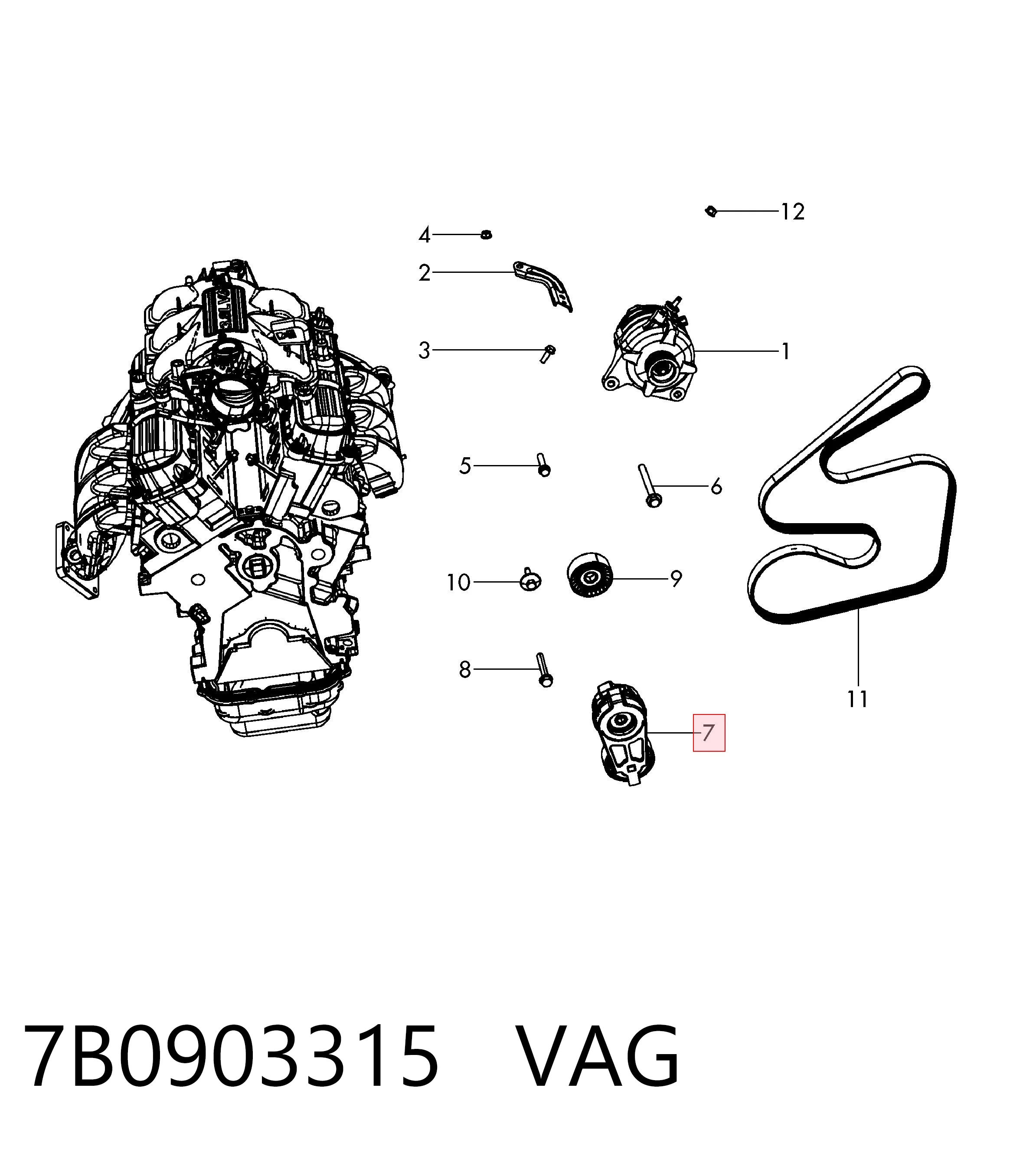 7B0903315 VAG Reguladora de tensão da correia de transmissão