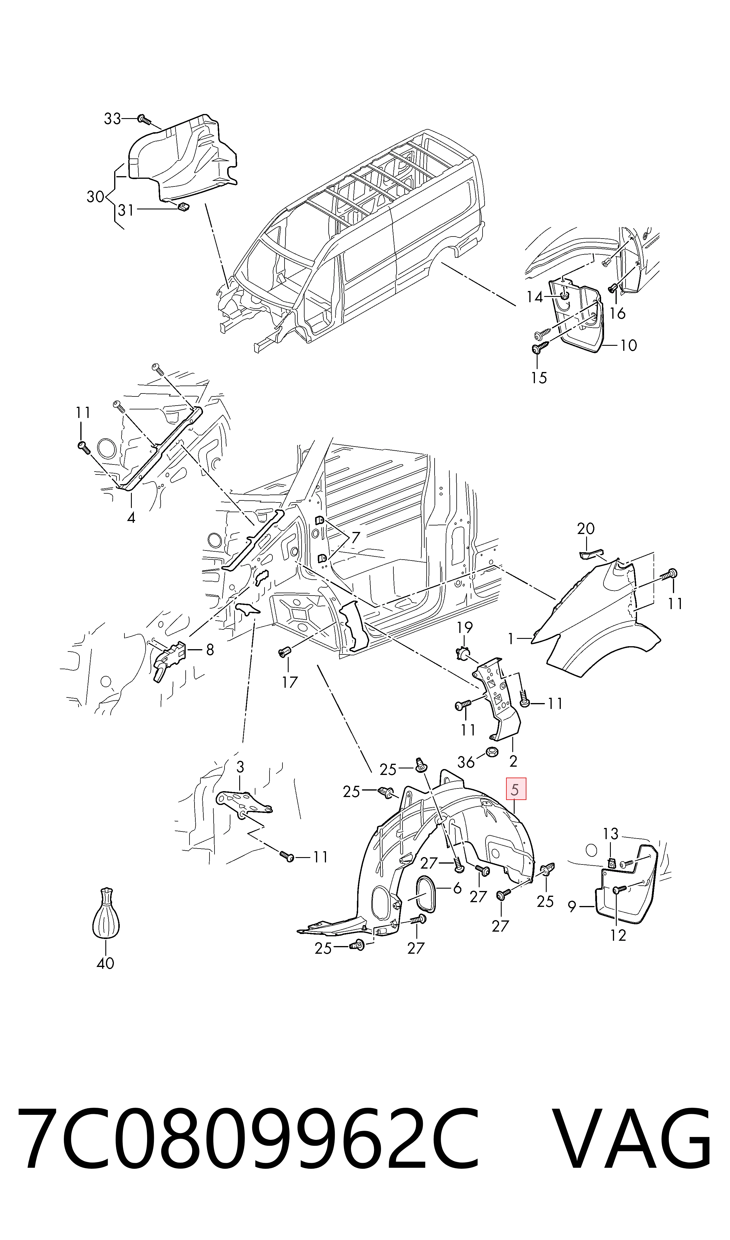 Guarda-barras direito do pára-lama dianteiro para Volkswagen Crafter SY, SX, SYB, SYC, SYD, SYM