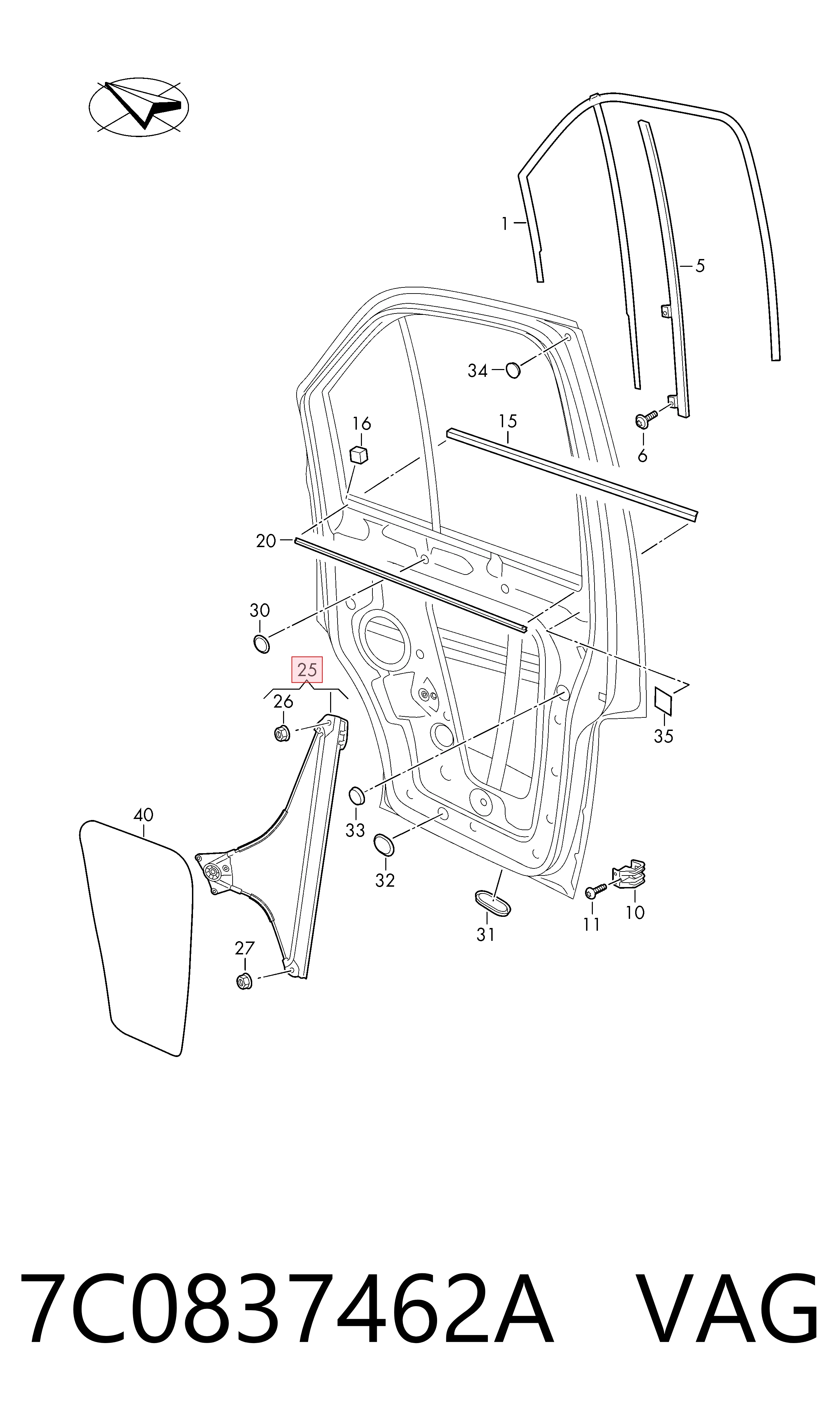 Mecanismo de acionamento de vidro da porta dianteira direita Volkswagen Crafter  SY, SX, SYB, SYC, SYD, SYM