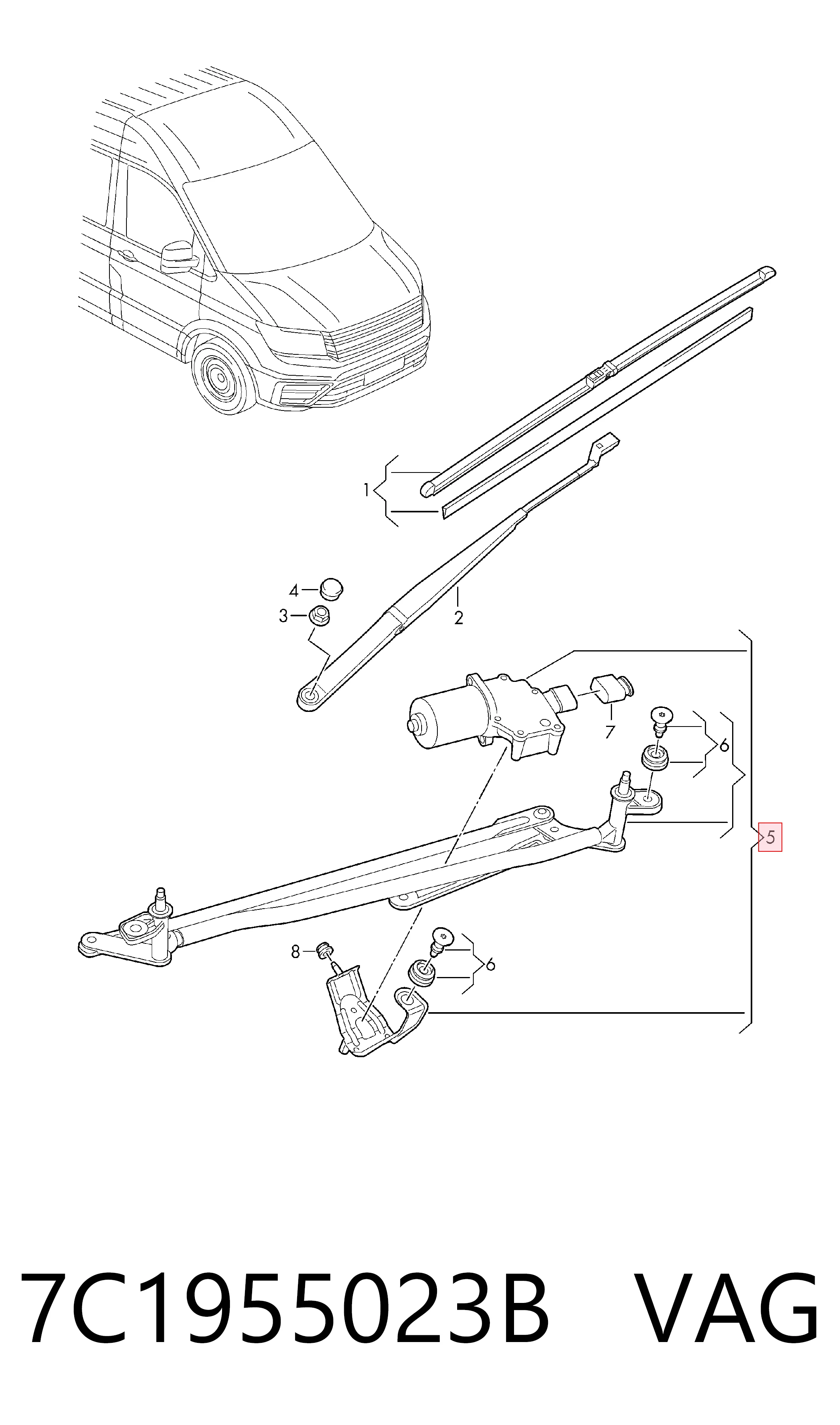 Compre Trapézio de limpador pára-brisas Volkswagen Crafter 
