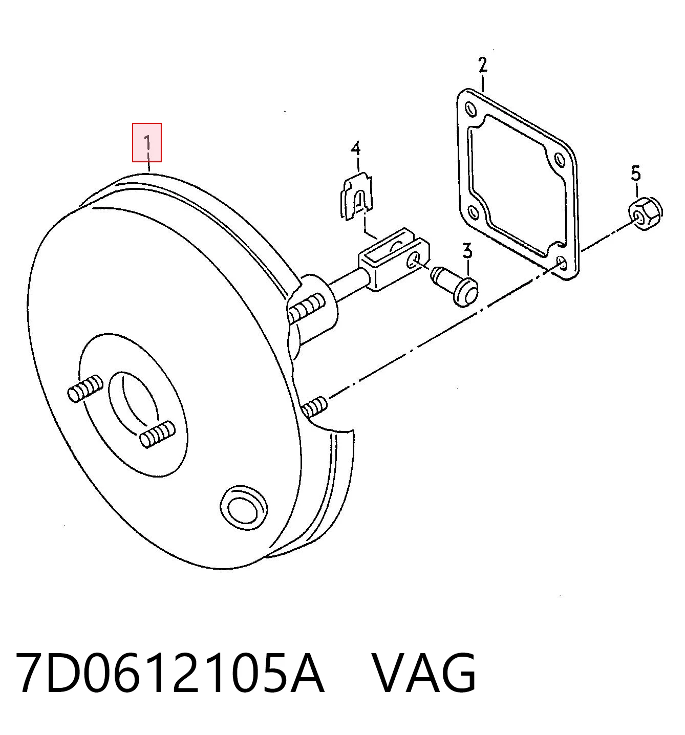 7D0612105A VAG Reforçador dos freios a vácuo