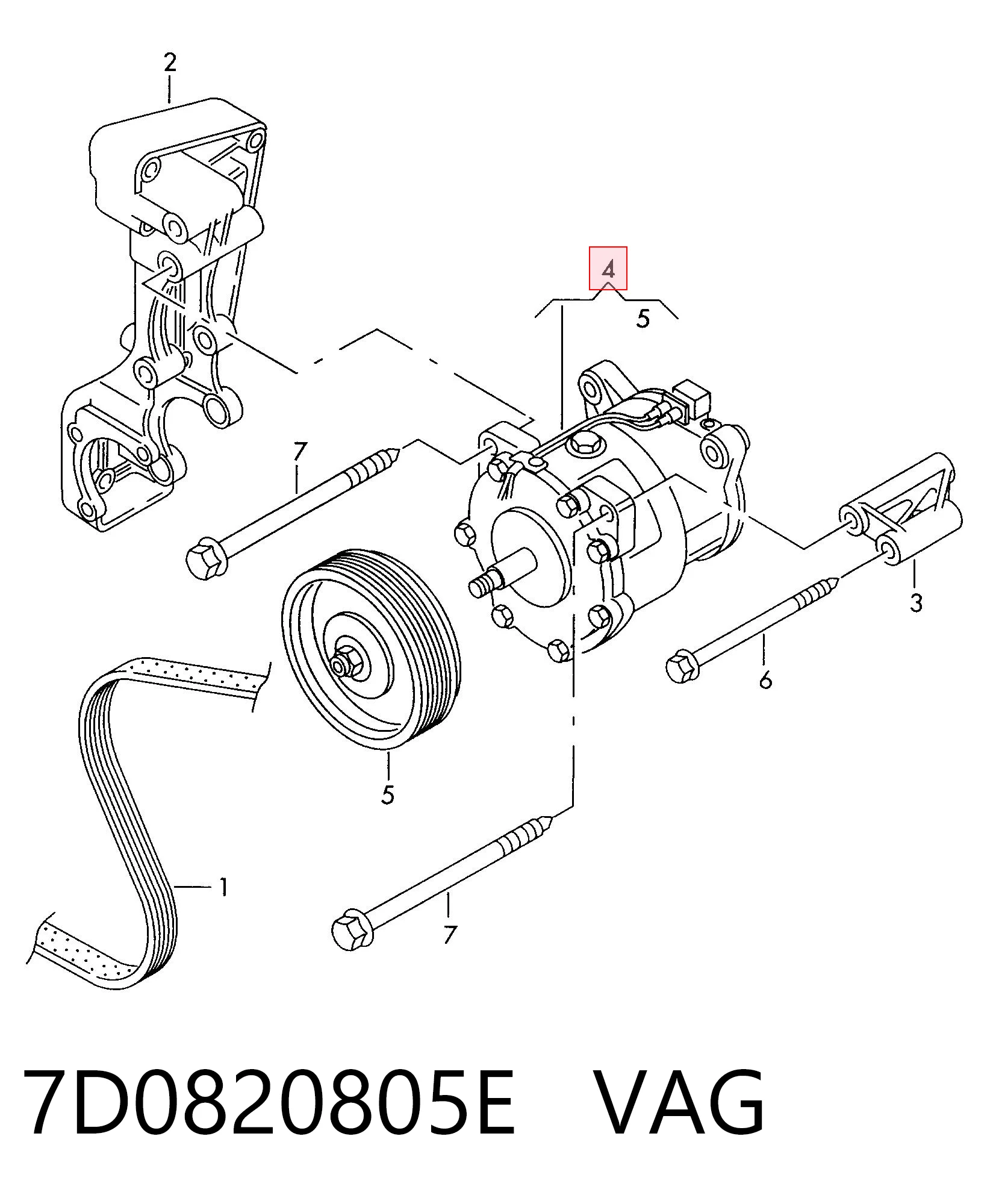 7D0820805E VAG Compressor de aparelho de ar condicionado